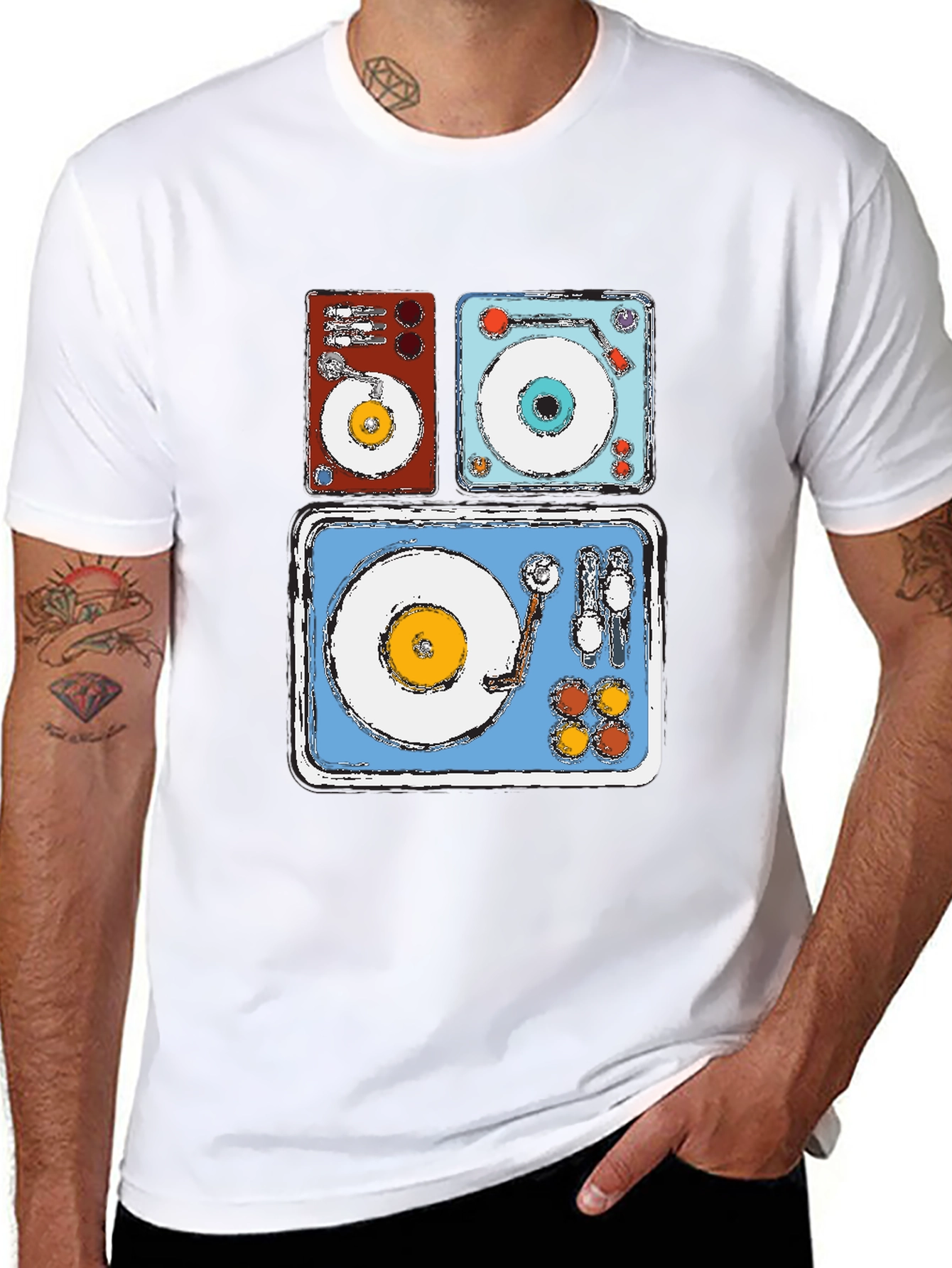 Retro Turntable Graphic Tee - DJ Music Lover Shirt