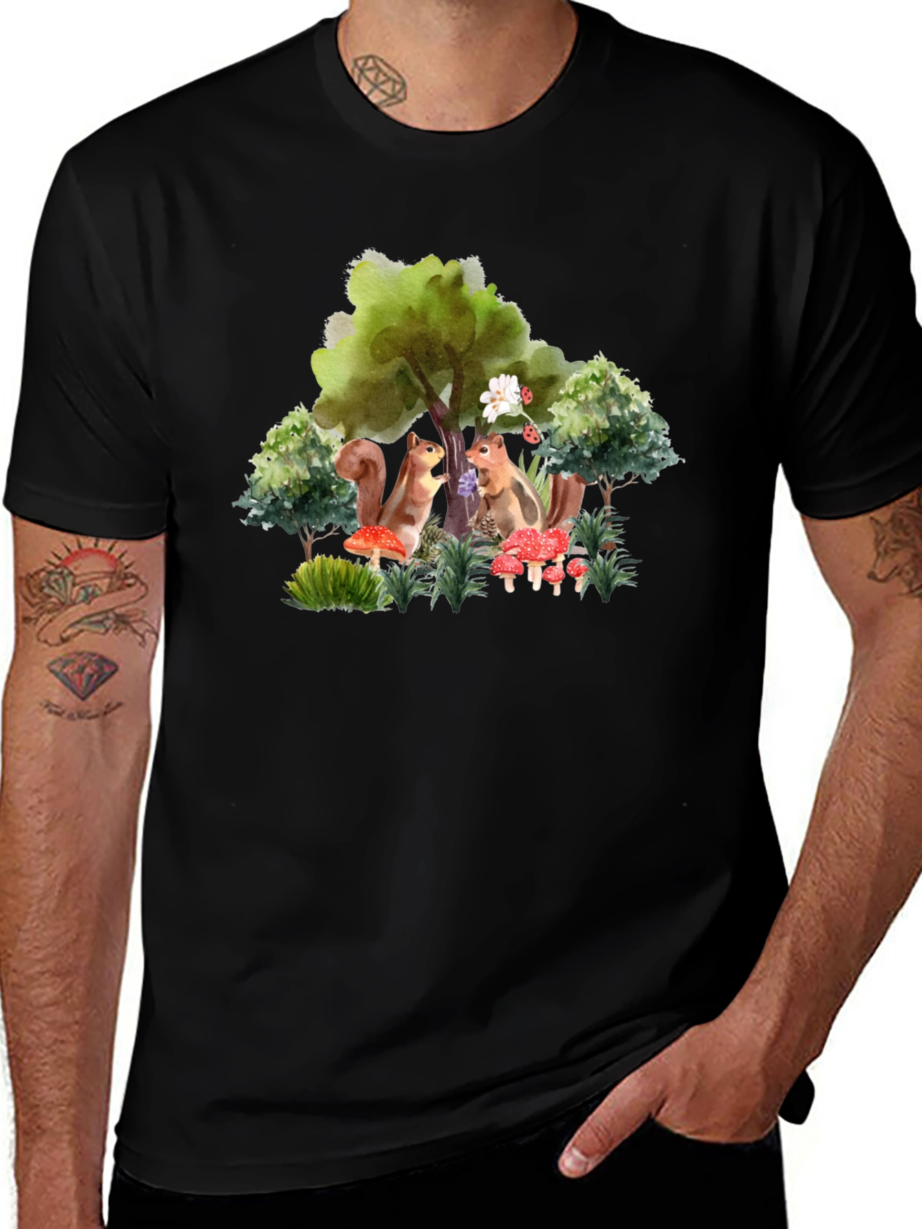 Whimsical Squirrel Graphic Tee - Nature Lovers T-Shirt