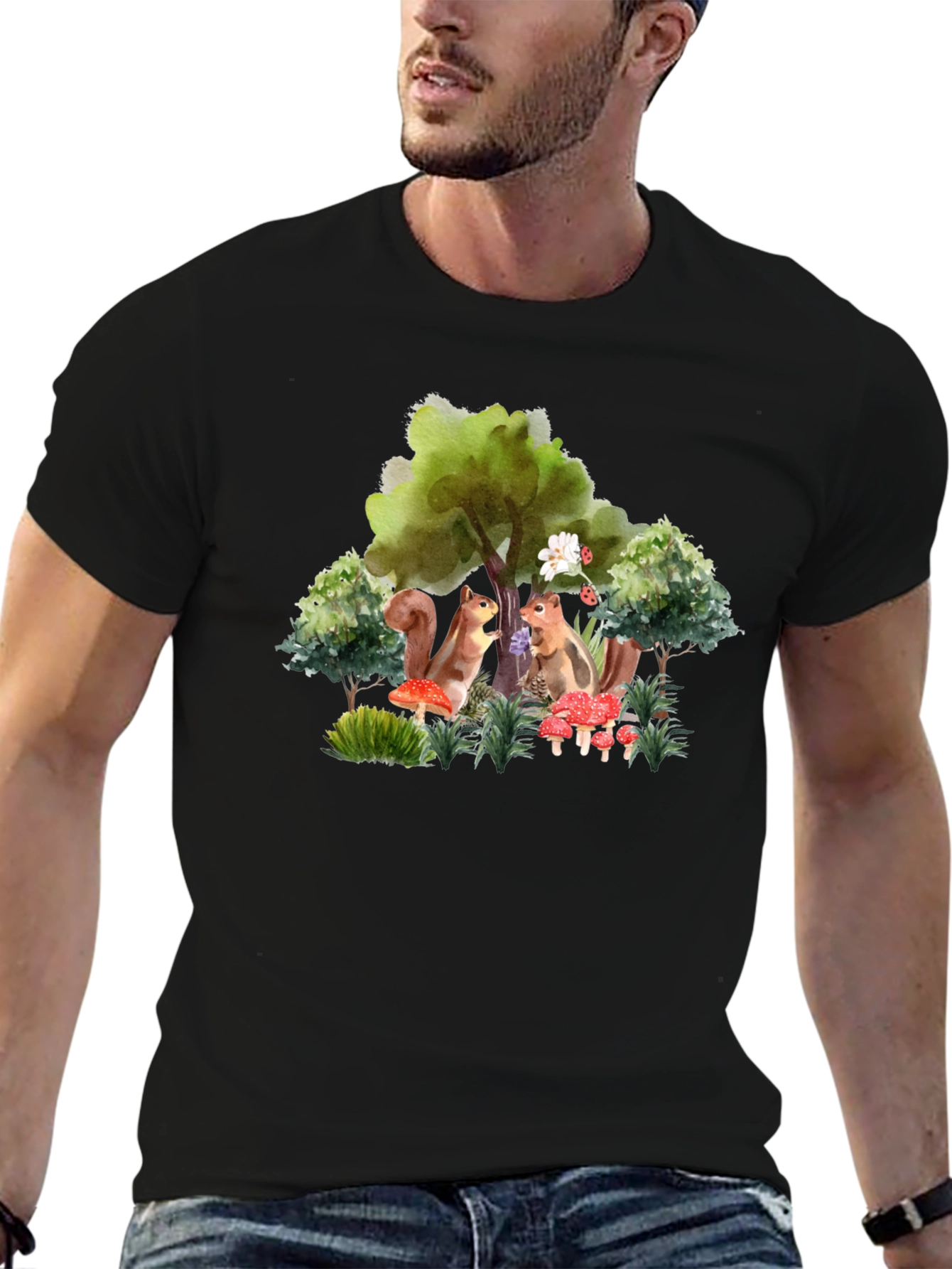 Whimsical Squirrel Graphic Tee - Nature Lovers T-Shirt