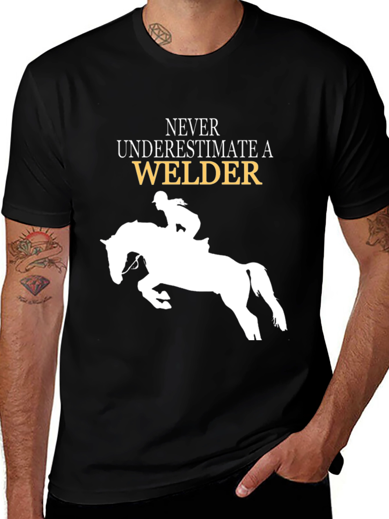Never Underestimate a Welder Horse Rider T-Shirt