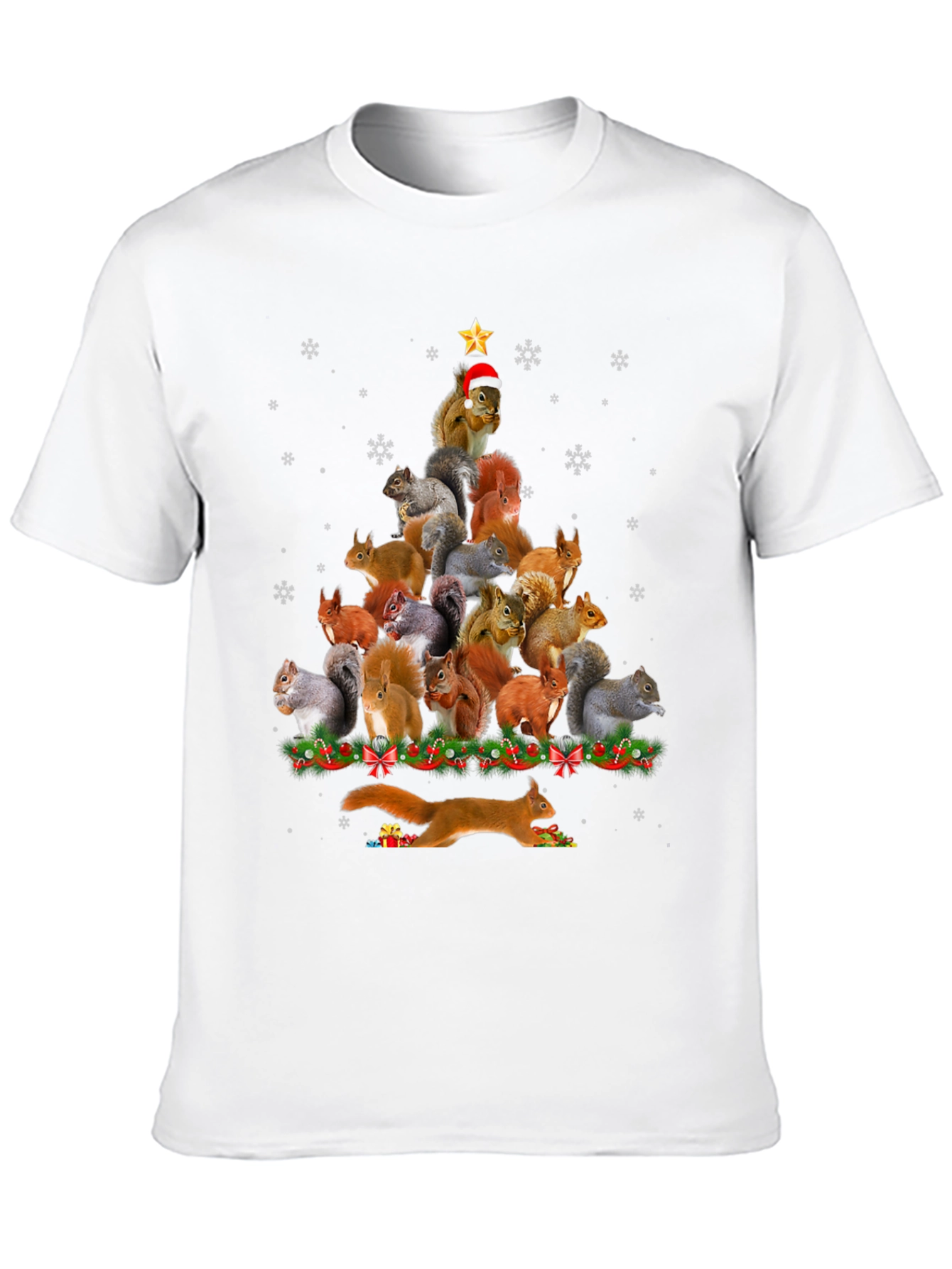 Squirrel Christmas Tree Graphic T-Shirt