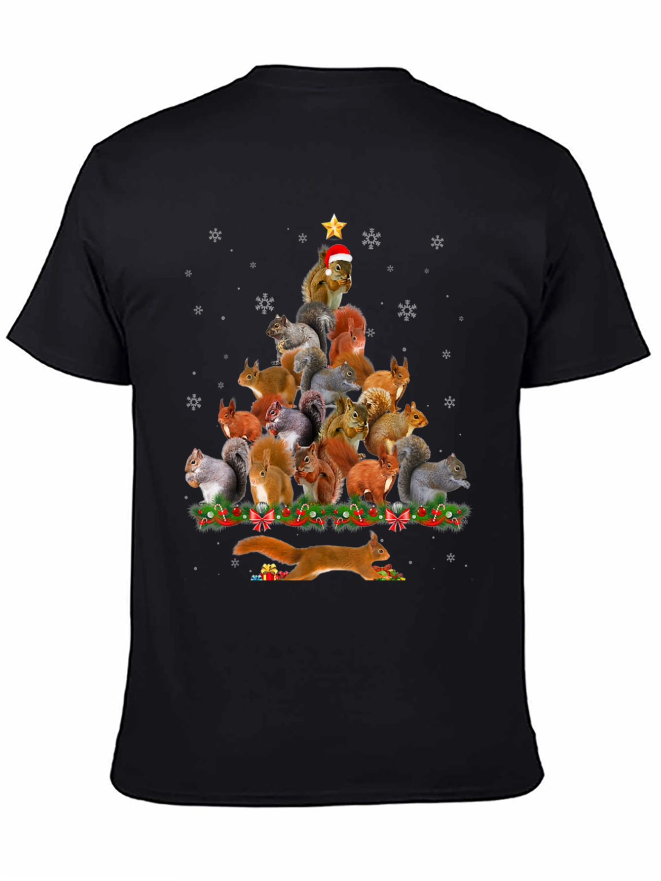 Squirrel Christmas Tree Graphic T-Shirt