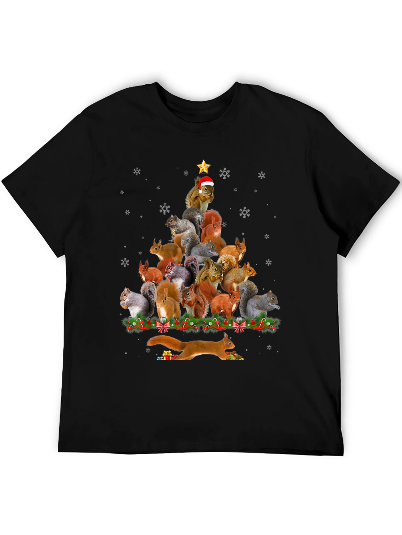 Squirrel Christmas Tree Graphic T-Shirt