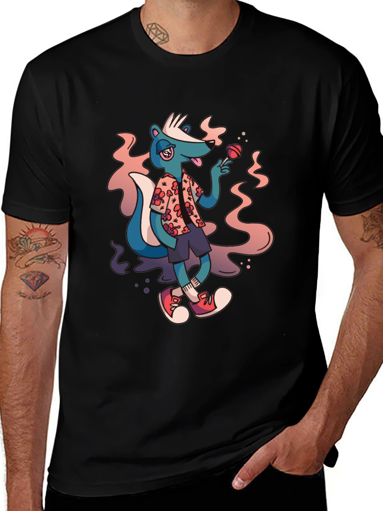 Skunk with Lollipop Graphic T-Shirt