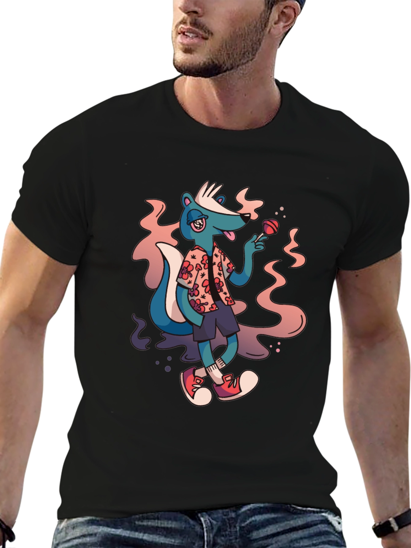 Skunk with Lollipop Graphic T-Shirt