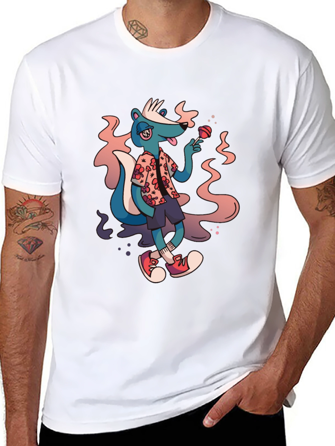 Skunk with Lollipop Graphic T-Shirt
