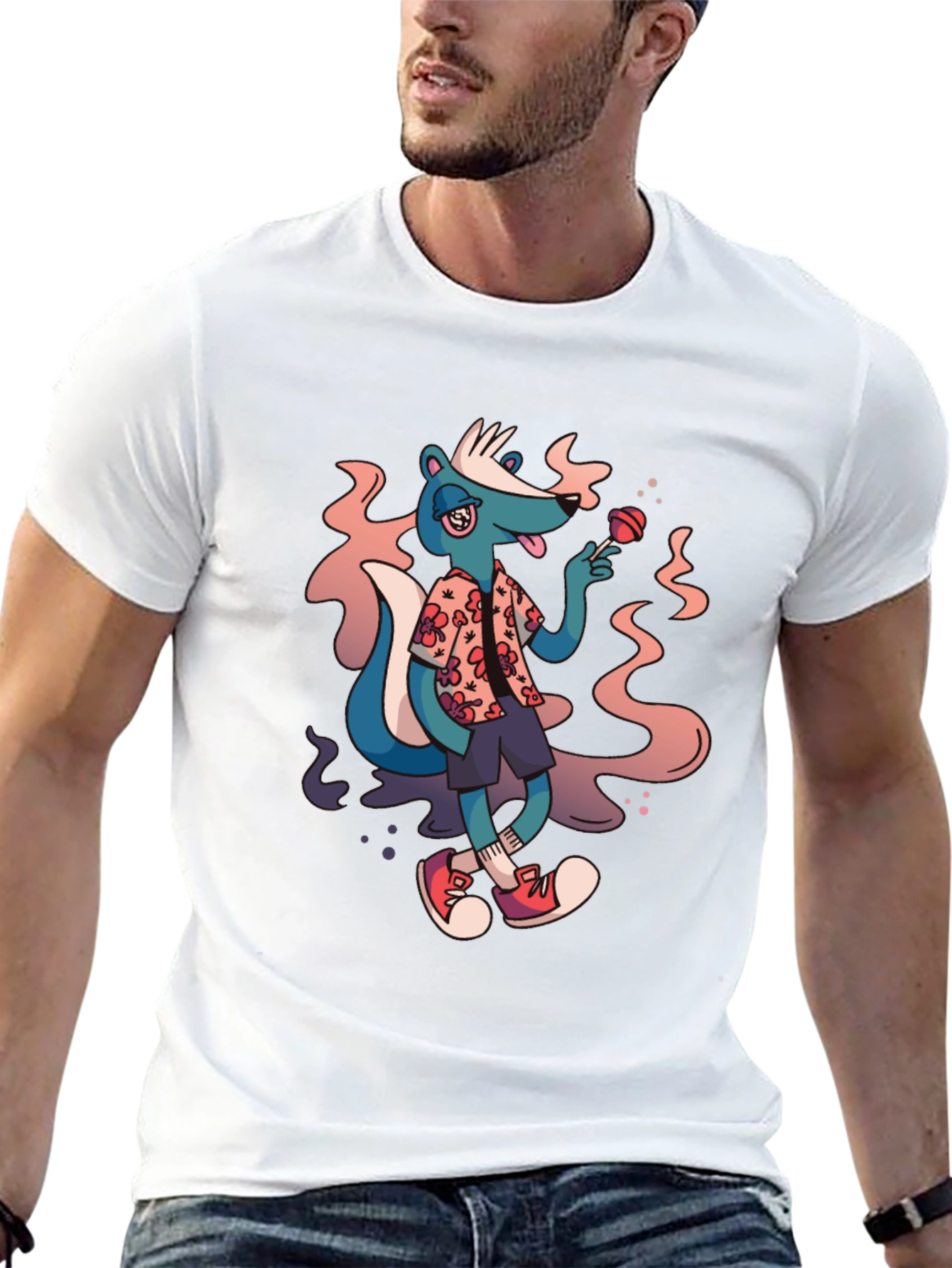 Skunk with Lollipop Graphic T-Shirt