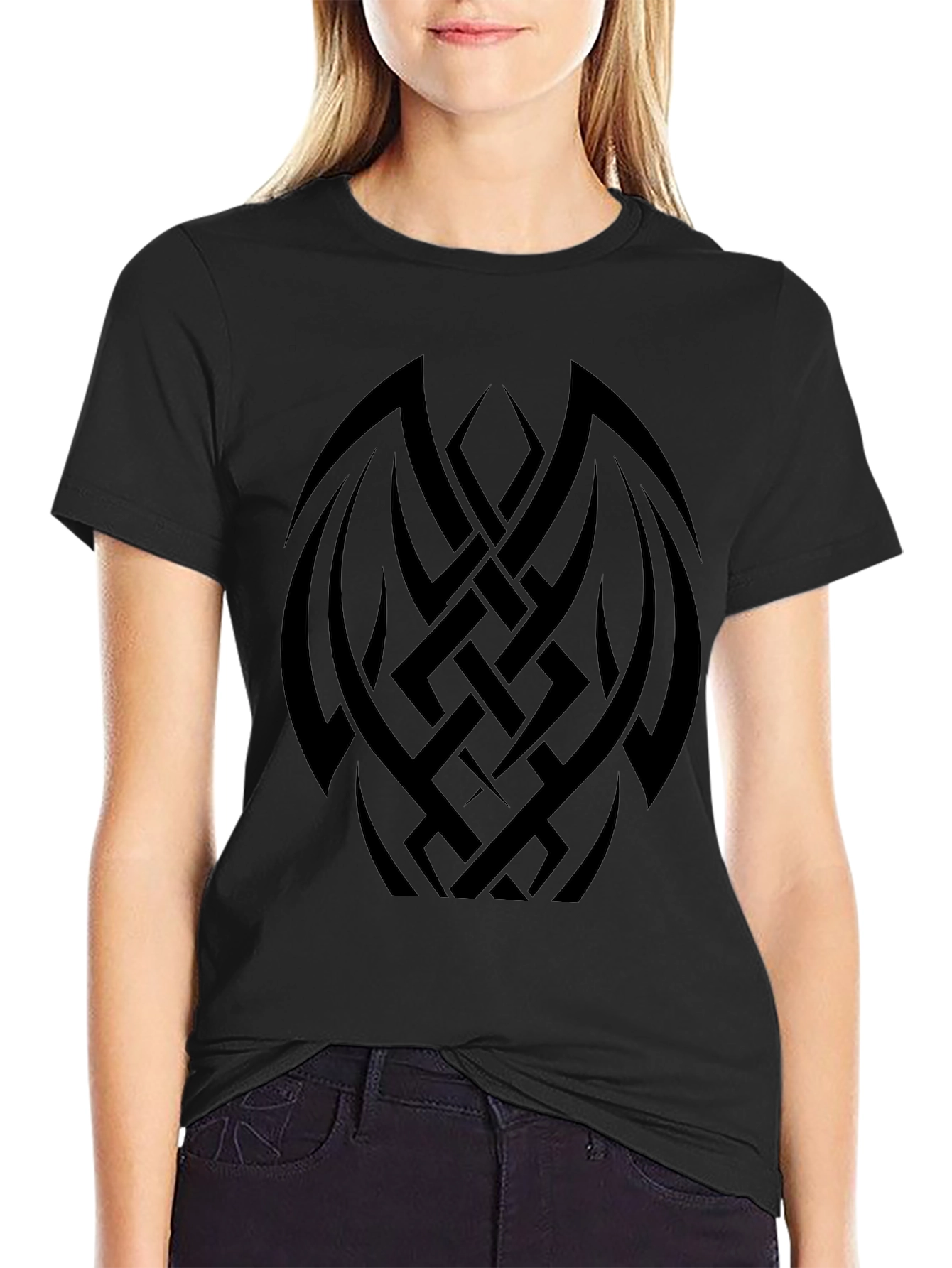 Black Tribal Tattoo Graphic Print Tee