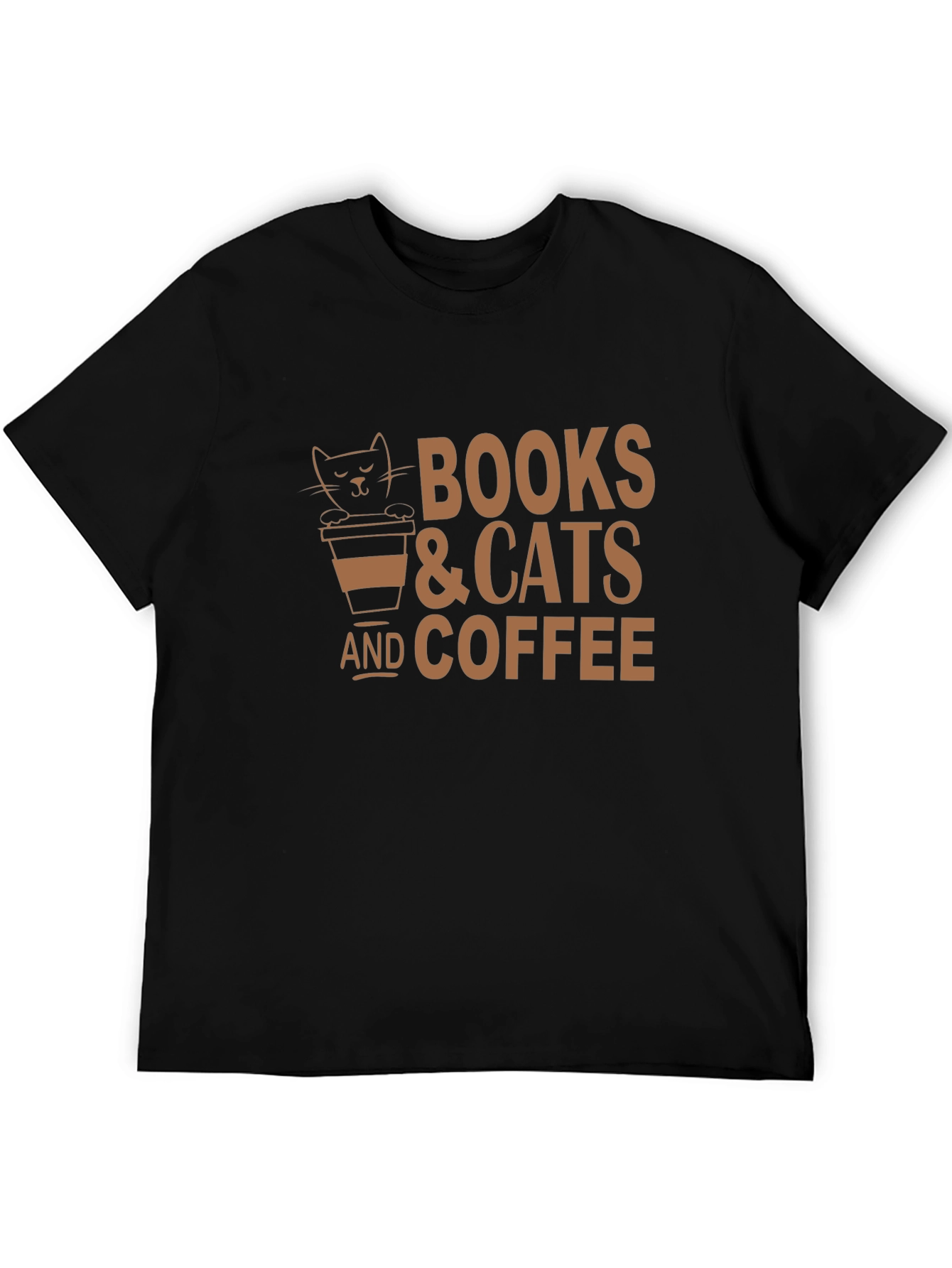 Books Cats and Coffee Black T-Shirt