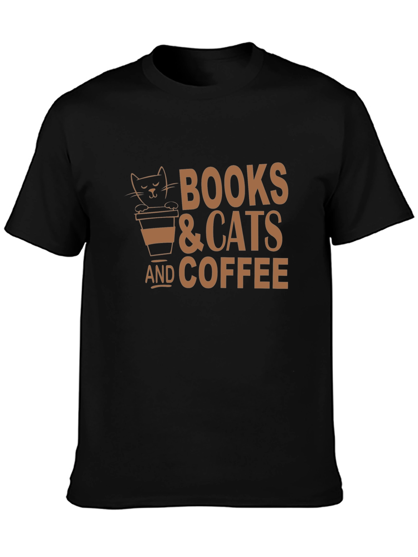 Books Cats and Coffee Black T-Shirt