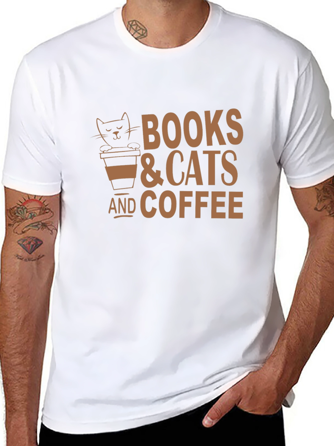 Books Cats and Coffee Black T-Shirt
