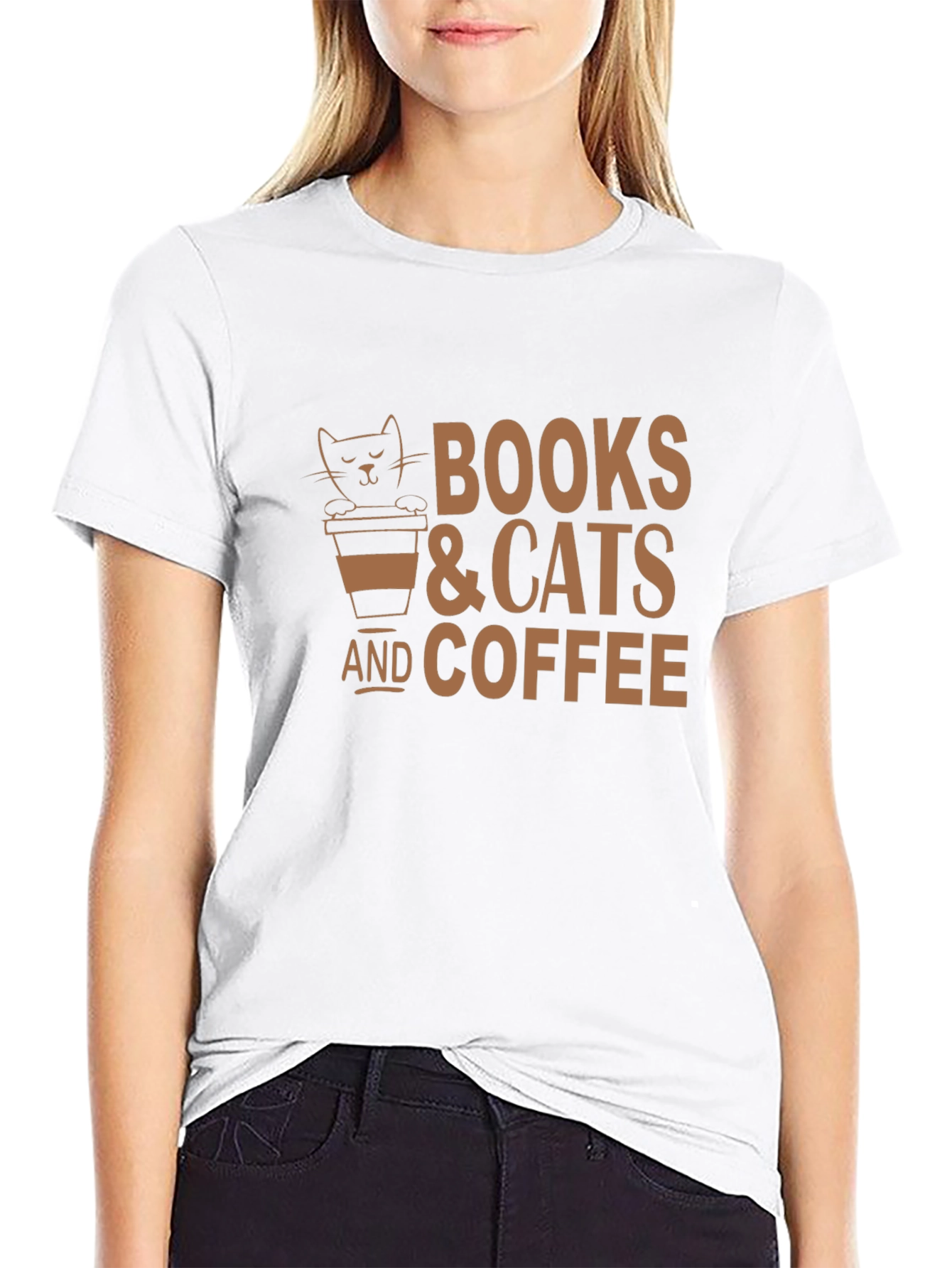 Books Cats and Coffee Black T-Shirt