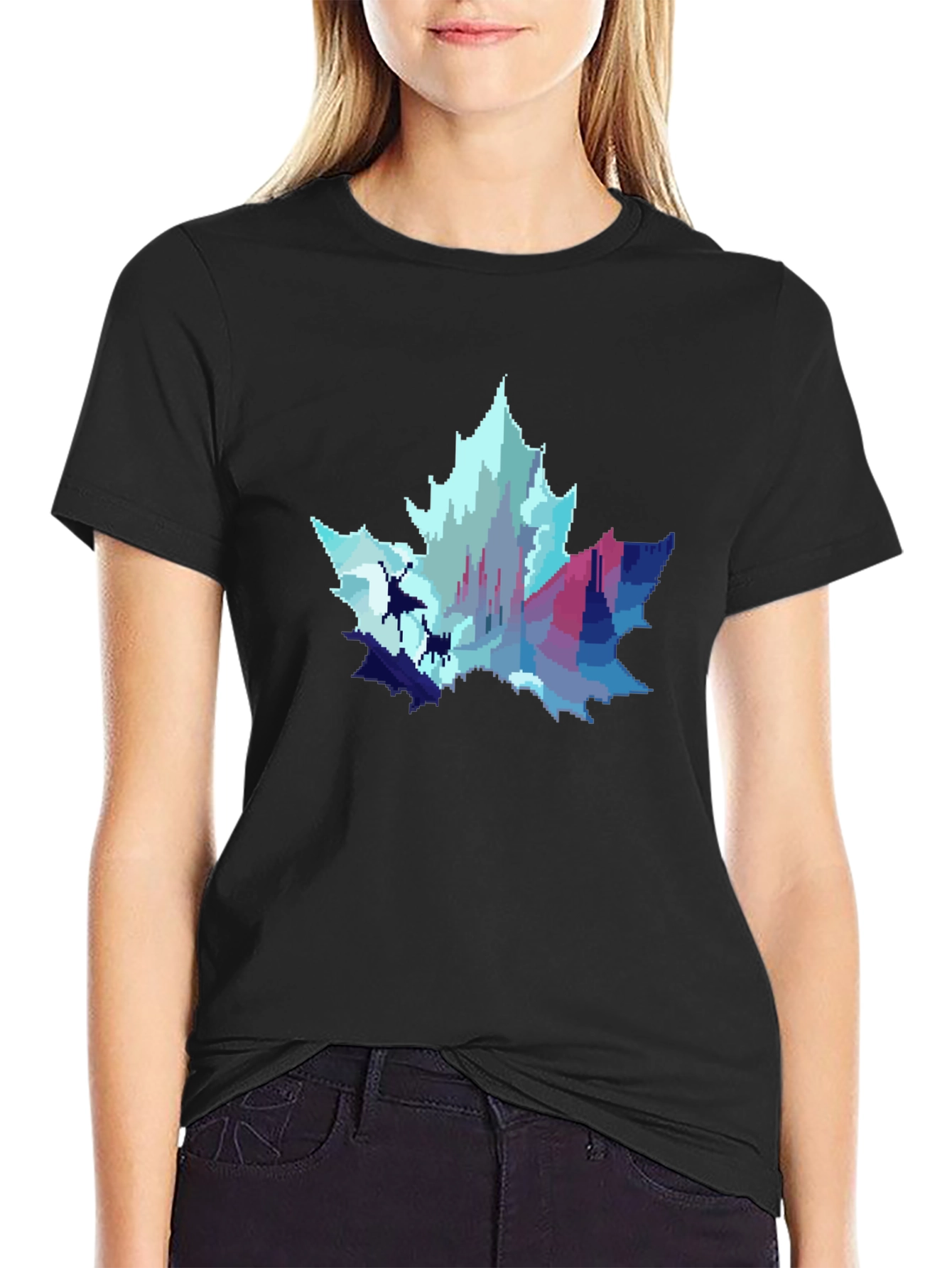 Pixel Art Maple Leaf Castle Graphic T-Shirt
