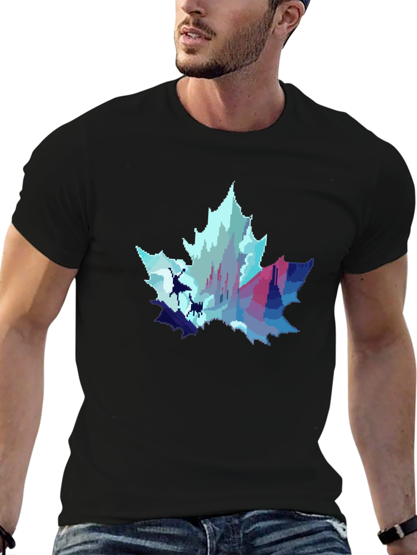 Pixel Art Maple Leaf Castle Graphic T-Shirt