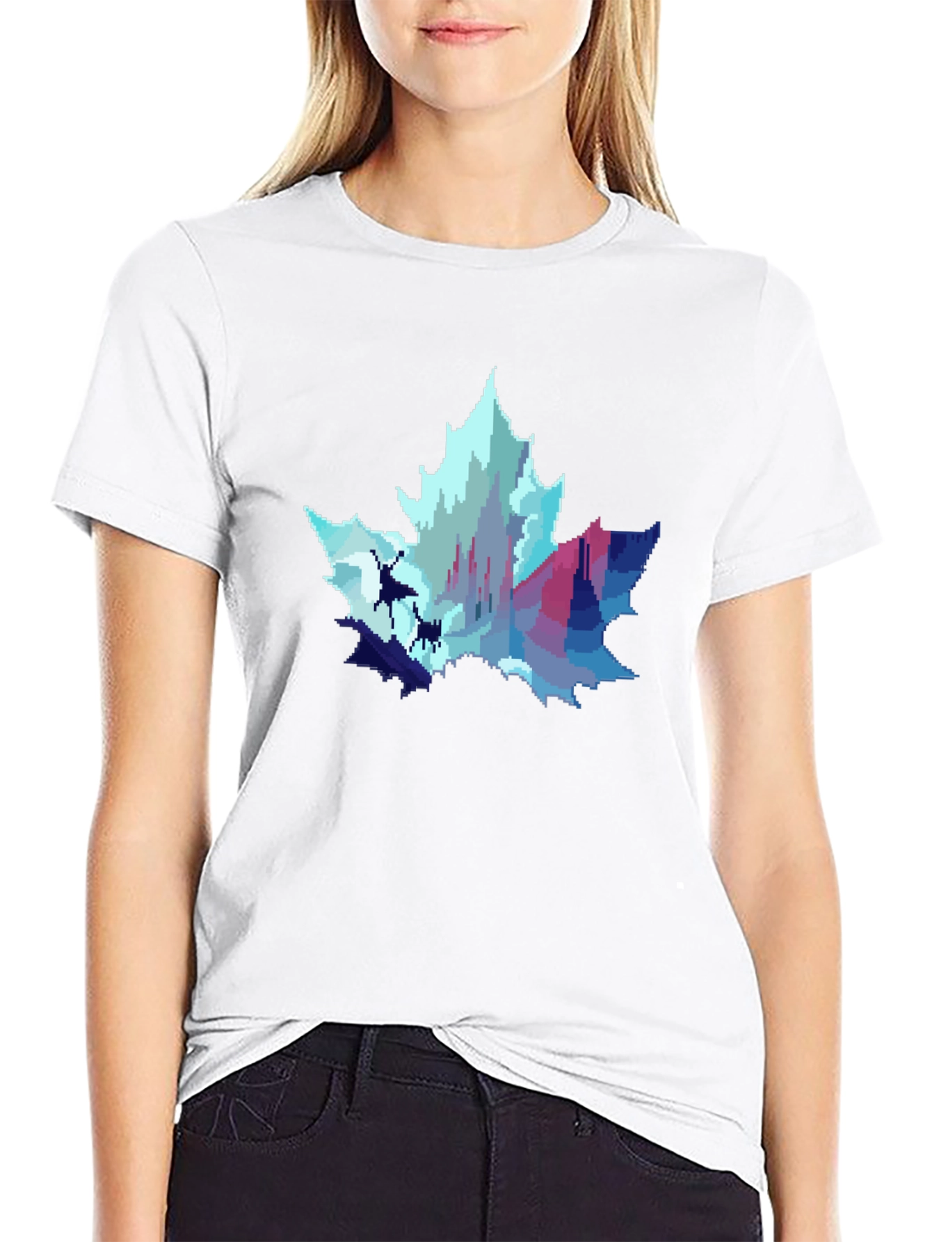 Pixel Art Maple Leaf Castle Graphic T-Shirt