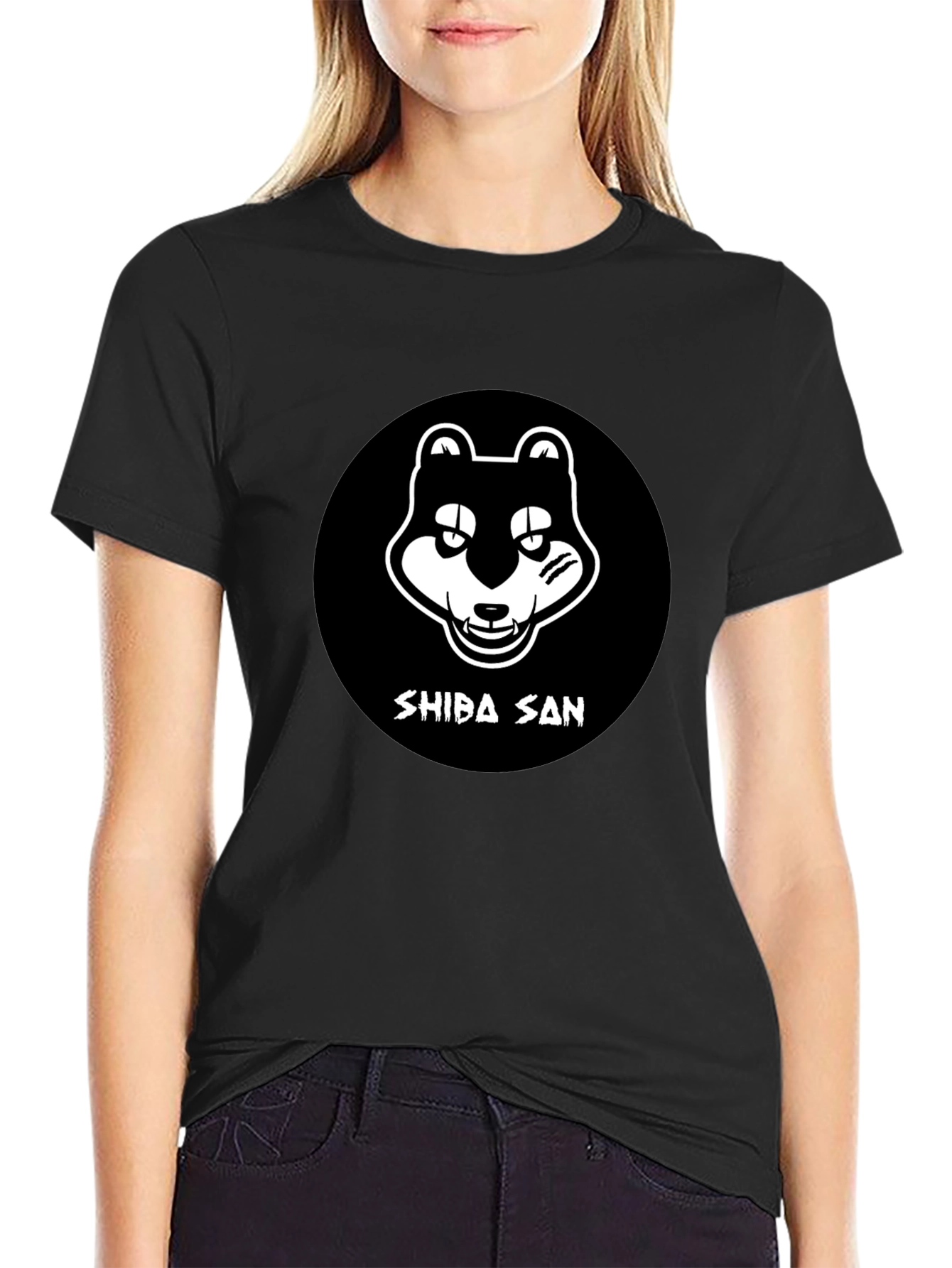 Shiba San Graphic Tee - Black Cotton T-Shirt