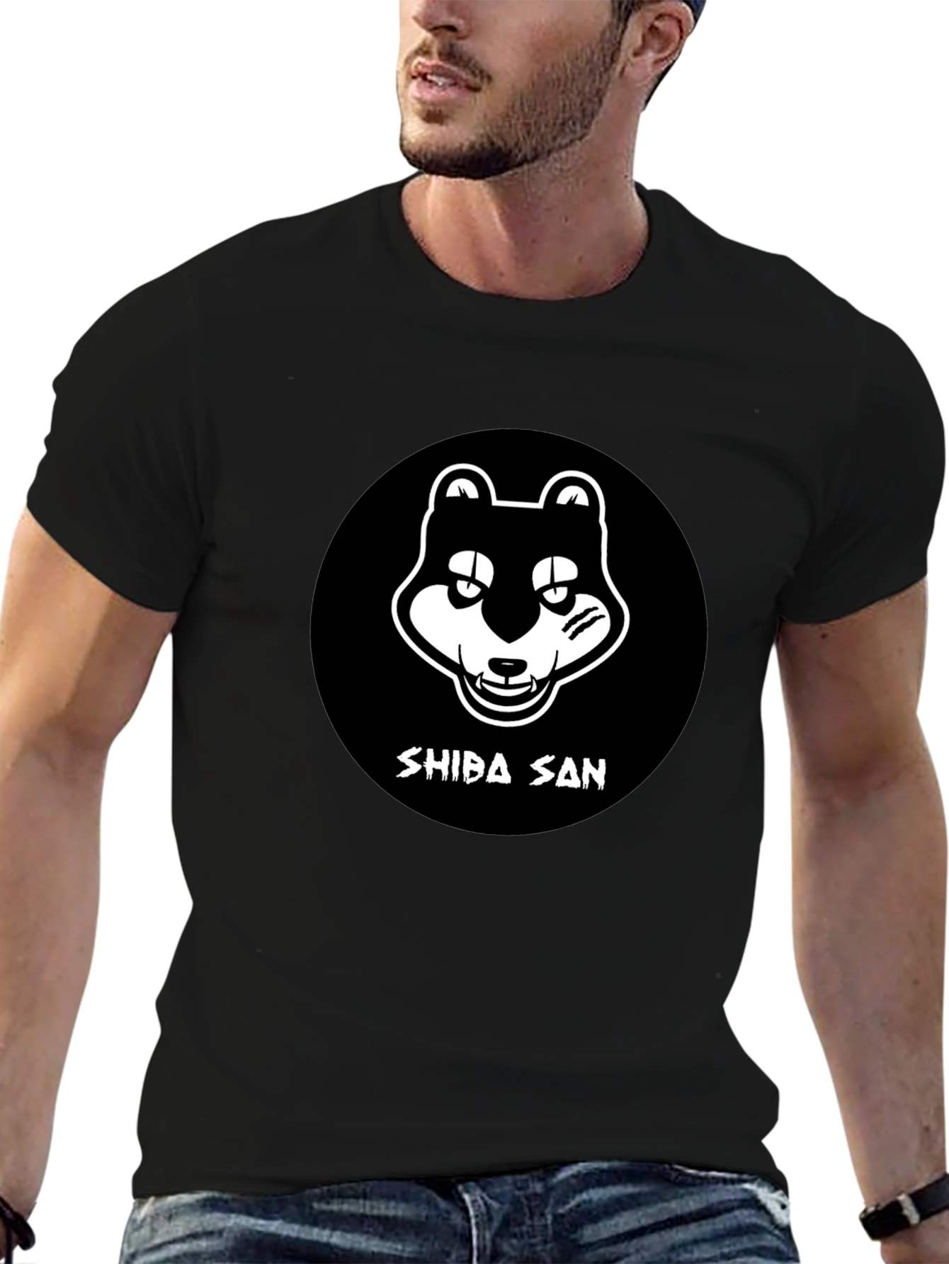 Shiba San Graphic Tee - Black Cotton T-Shirt