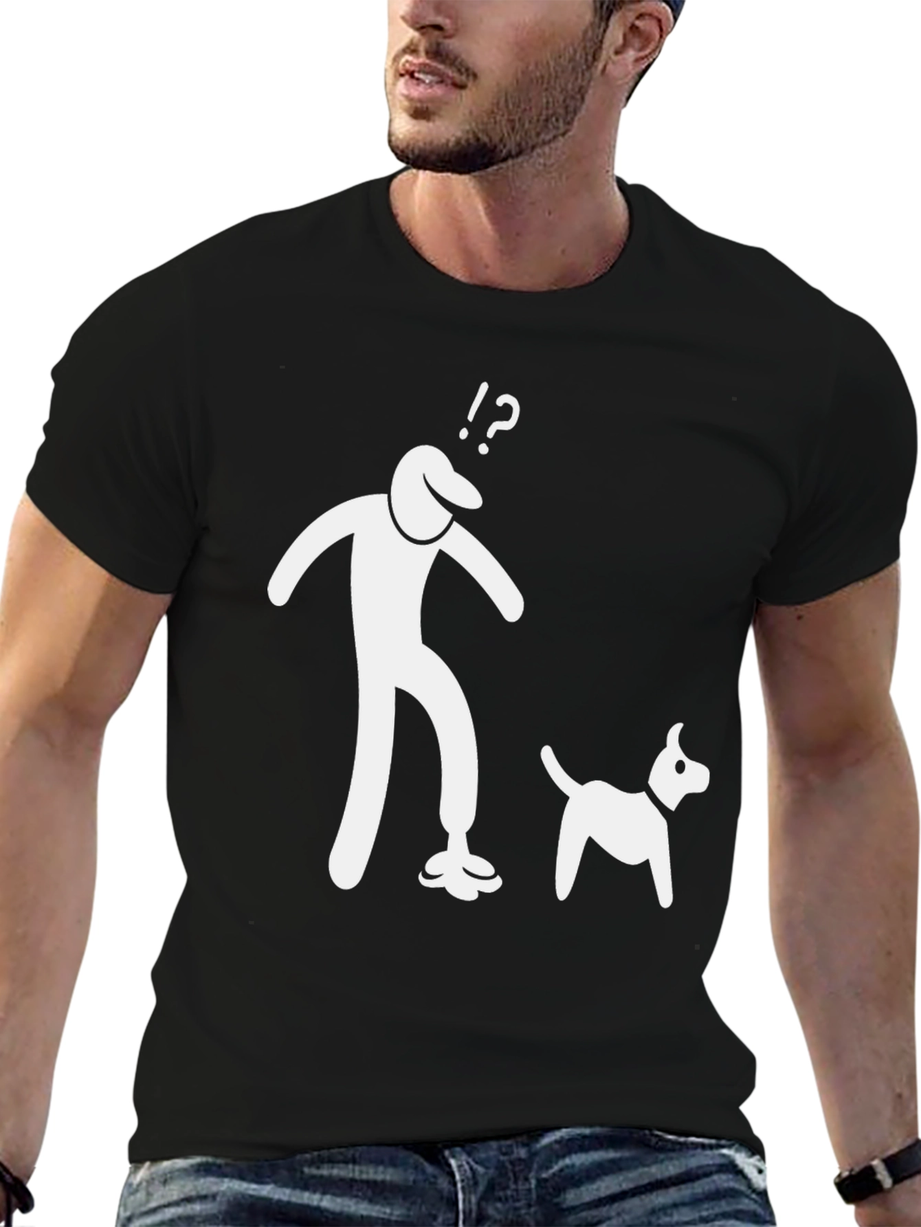 Mens Black T-Shirt with Funny Graphic Print