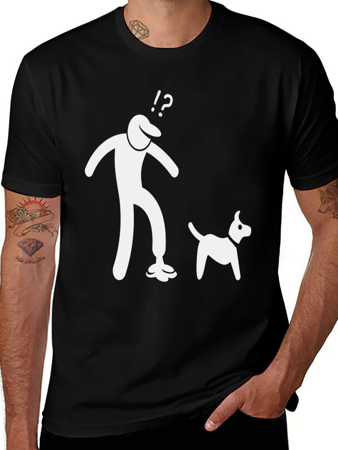 Mens Black T-Shirt with Funny Graphic Print