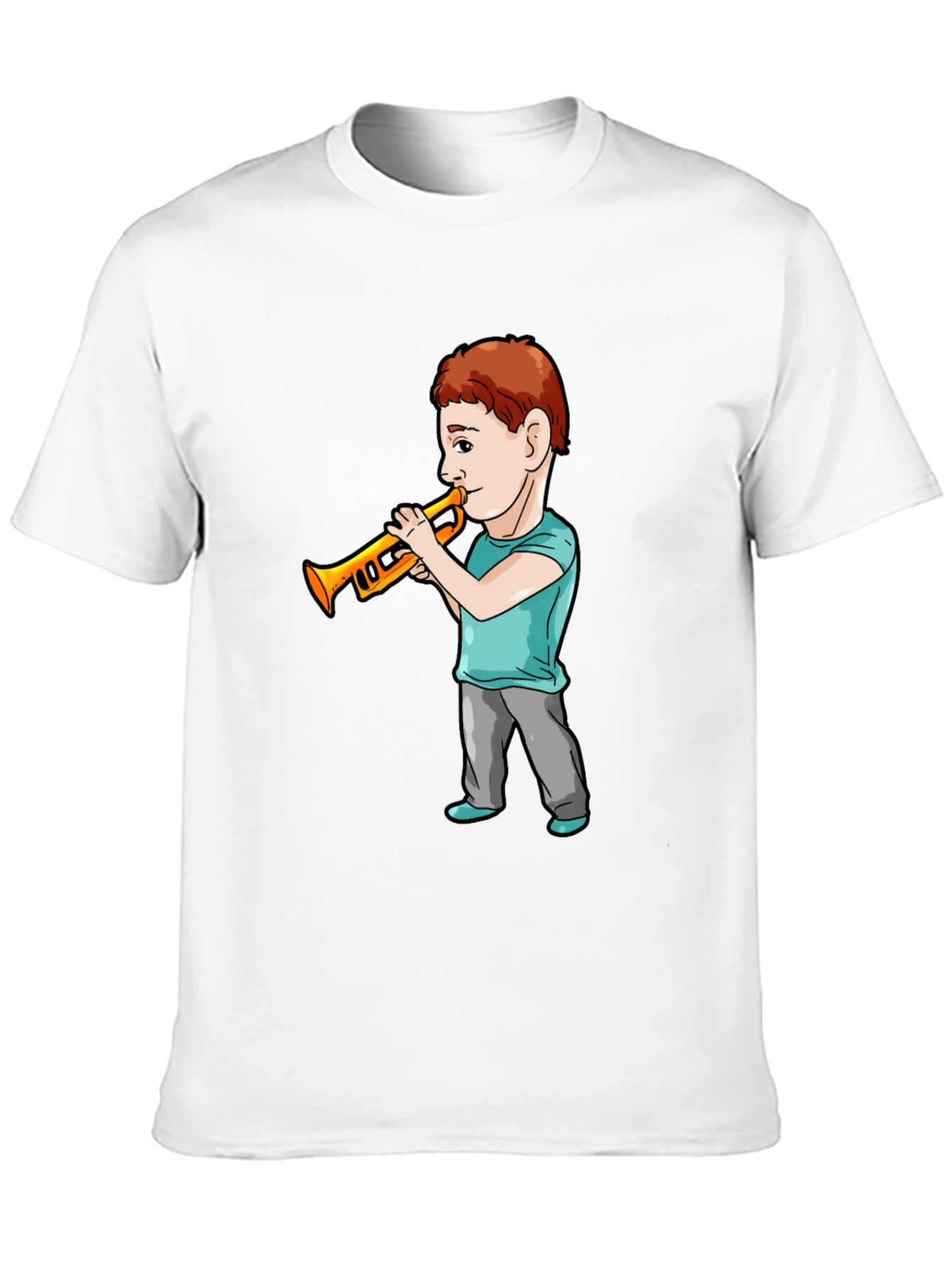 Boy Trumpet Player Black T-Shirt