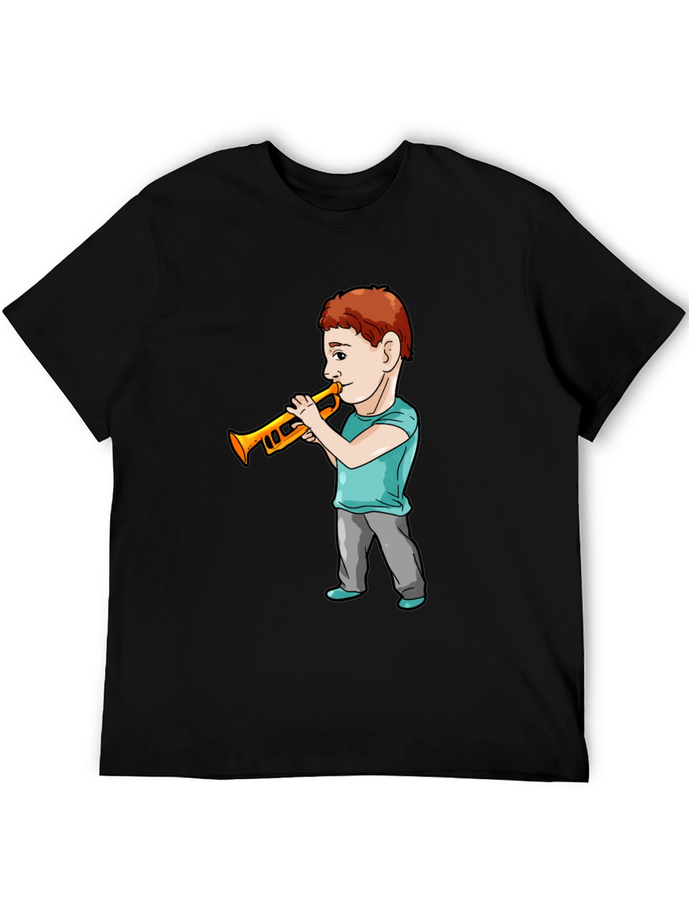 Boy Trumpet Player Black T-Shirt