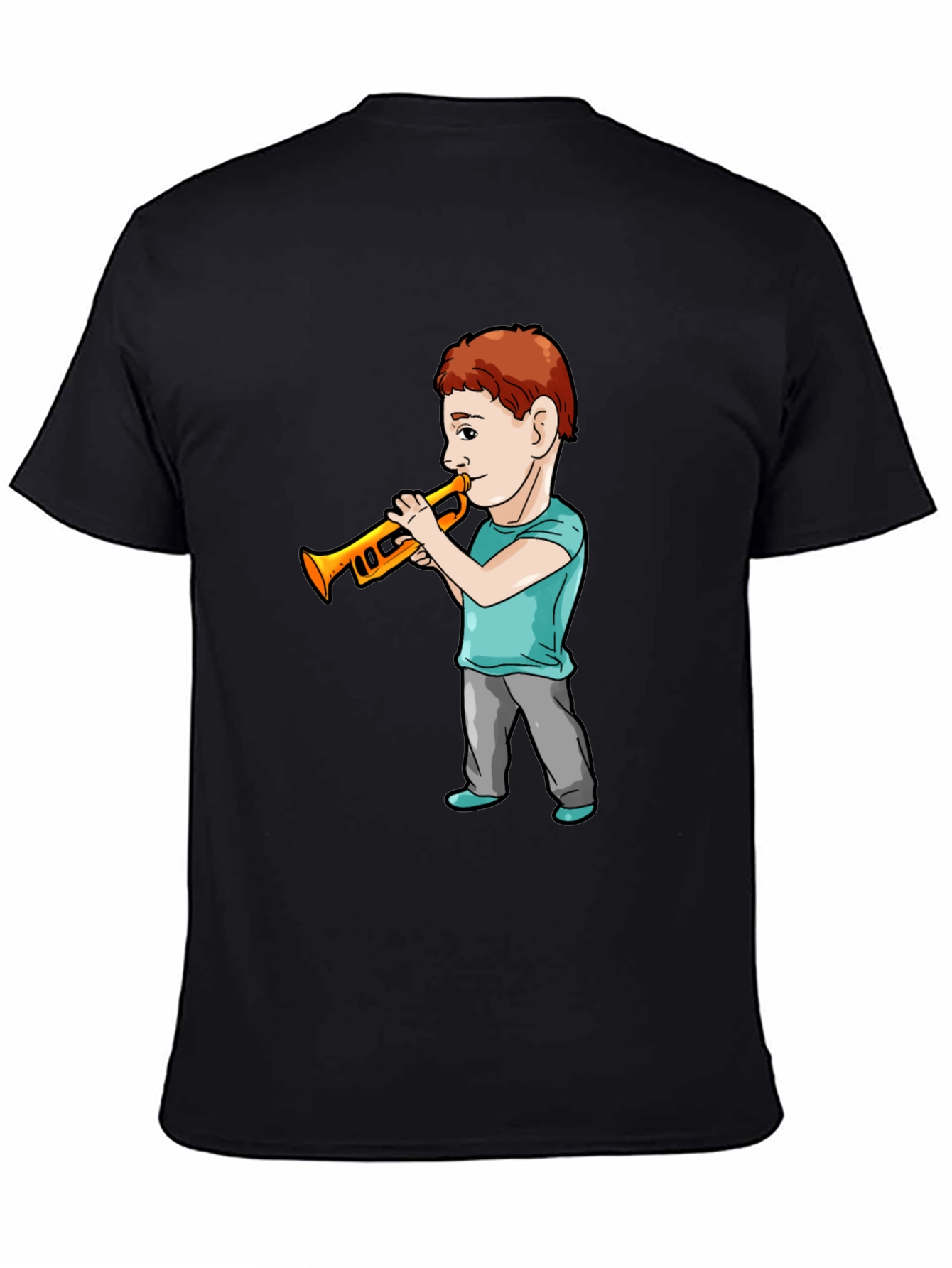 Boy Trumpet Player Black T-Shirt