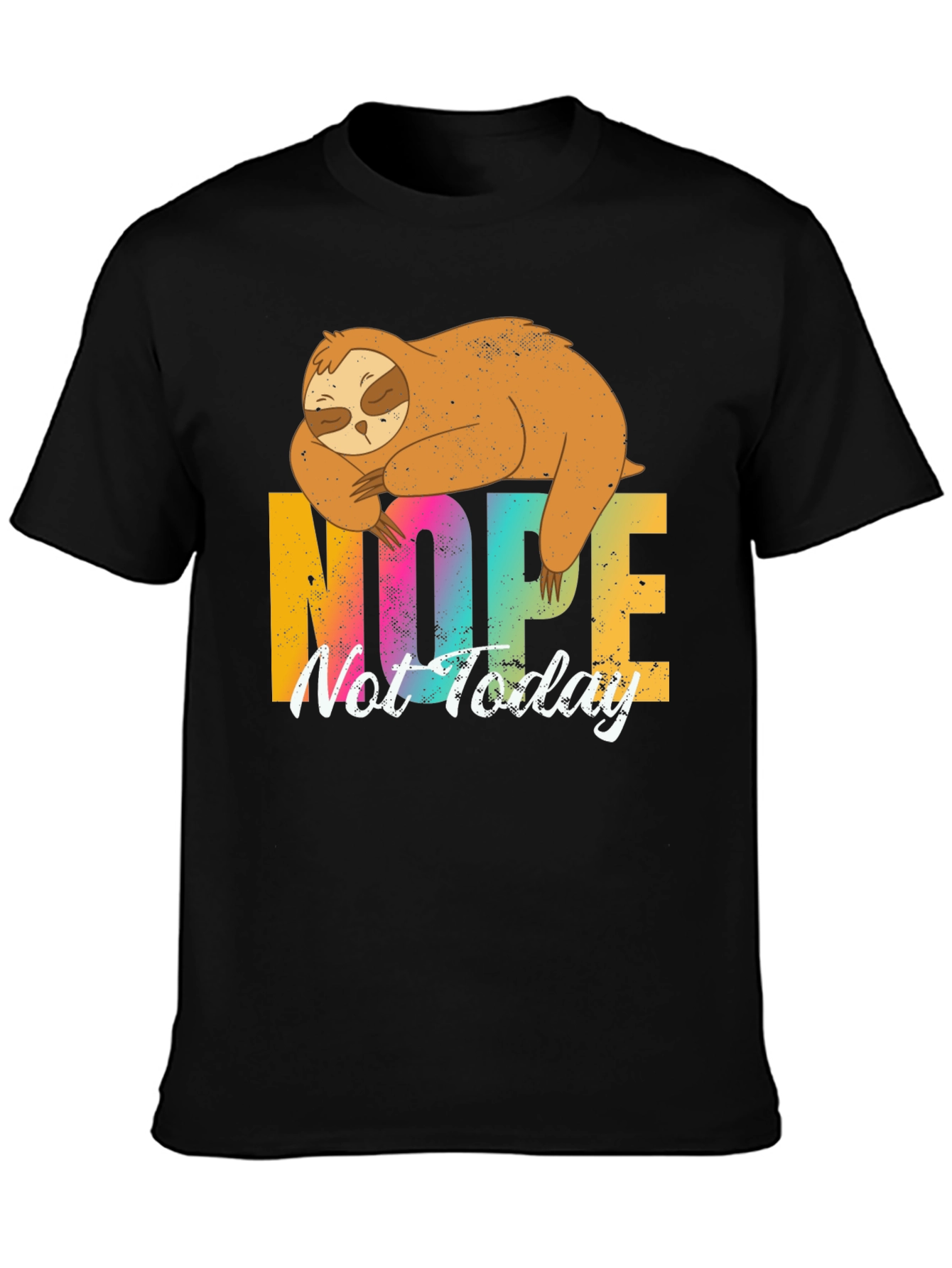 Nope Not Today Sloth Graphic Tee - Black