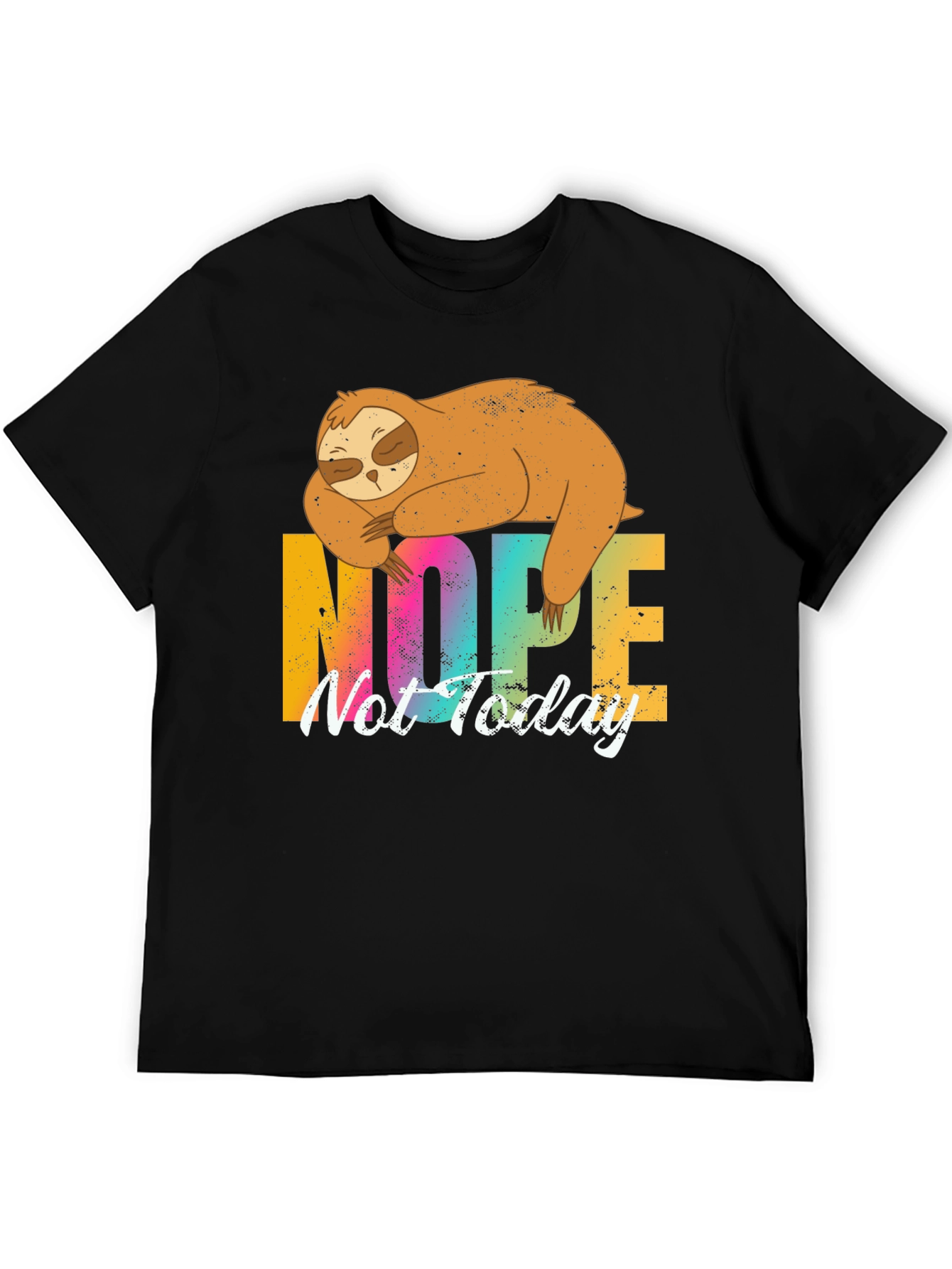Nope Not Today Sloth Graphic Tee - Black