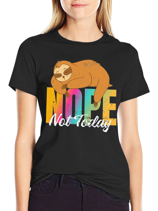 Nope Not Today Sloth Graphic Tee - Black