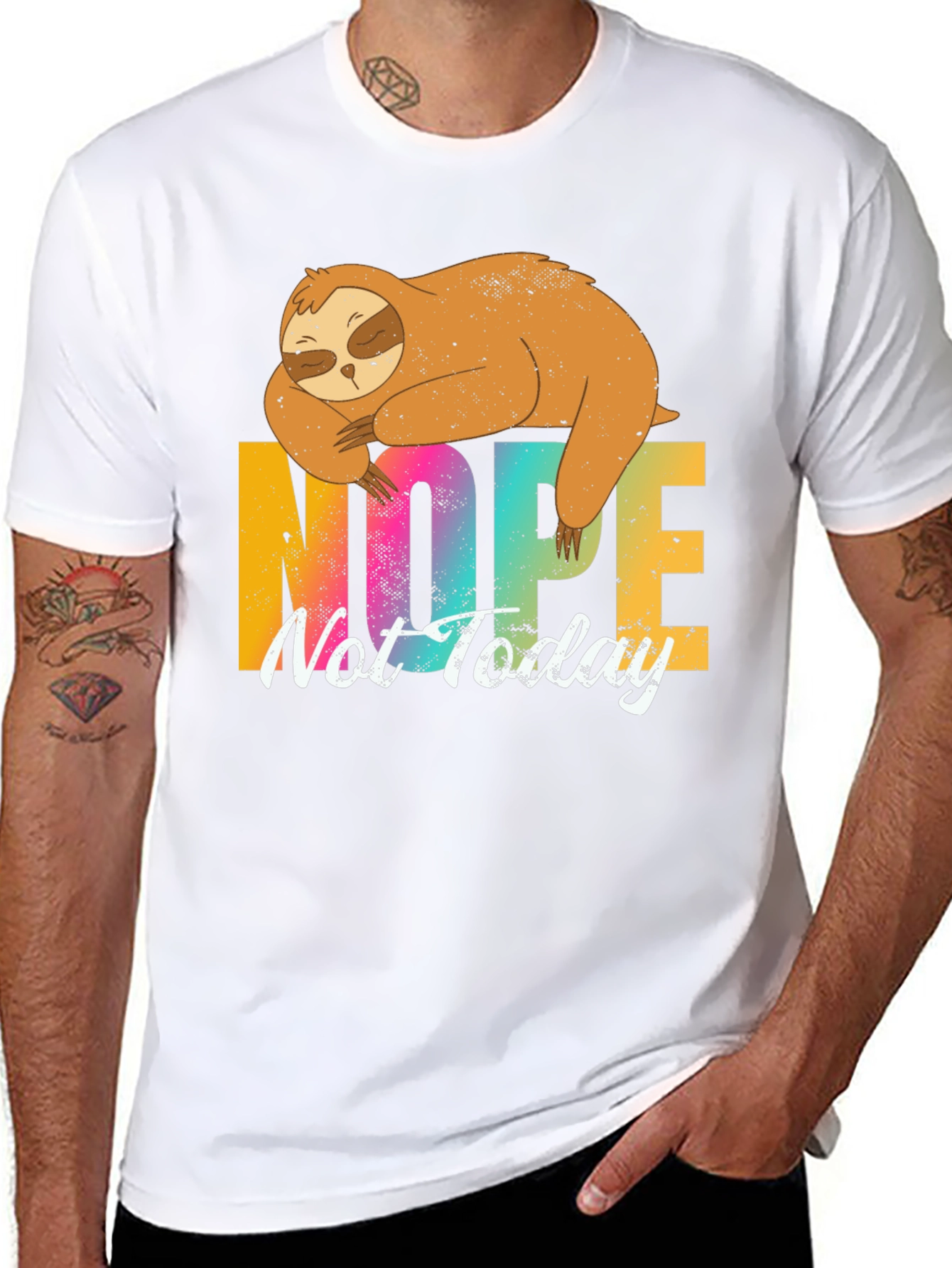 Nope Not Today Sloth Graphic Tee - Black
