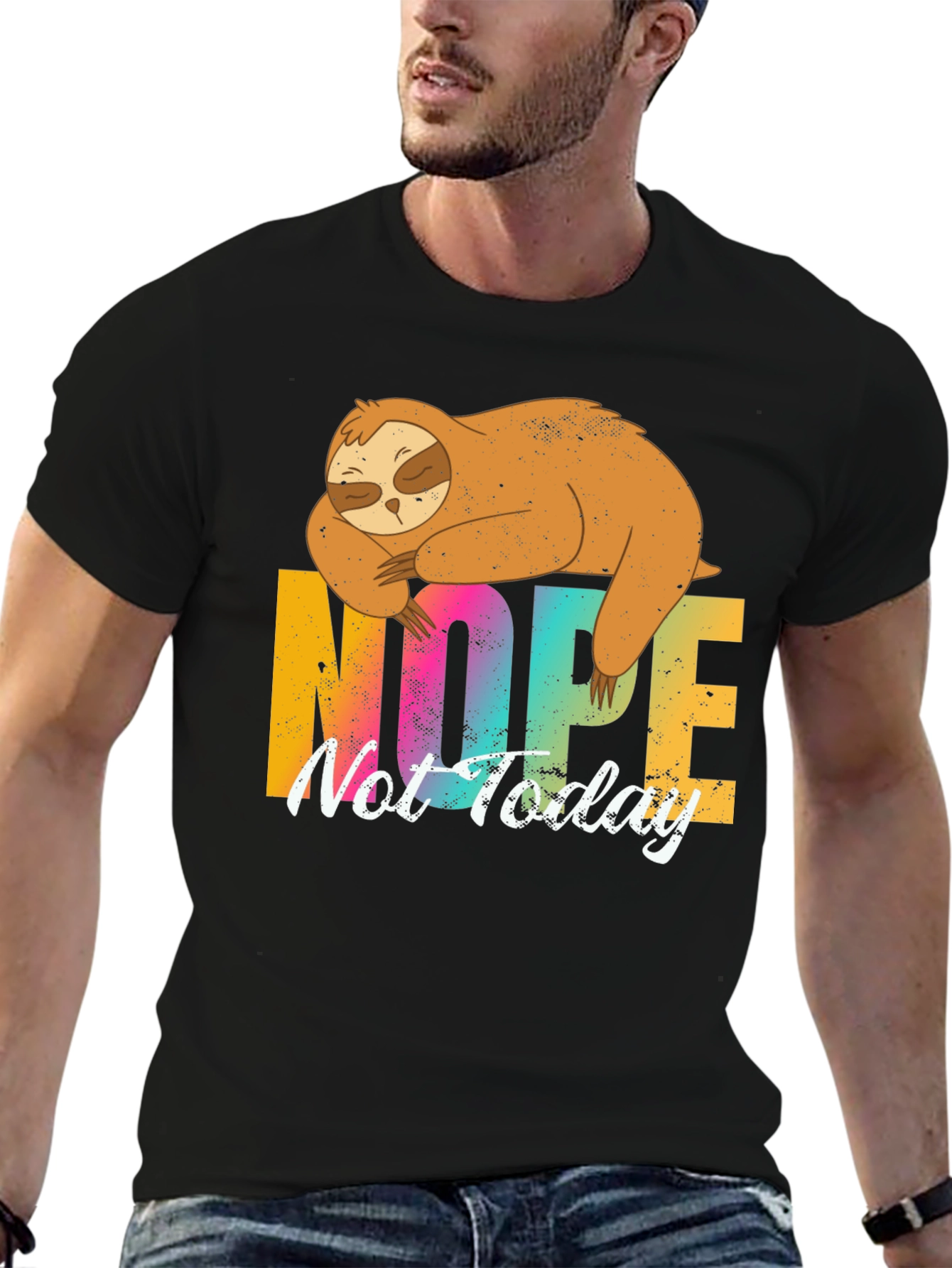 Nope Not Today Sloth Graphic Tee - Black