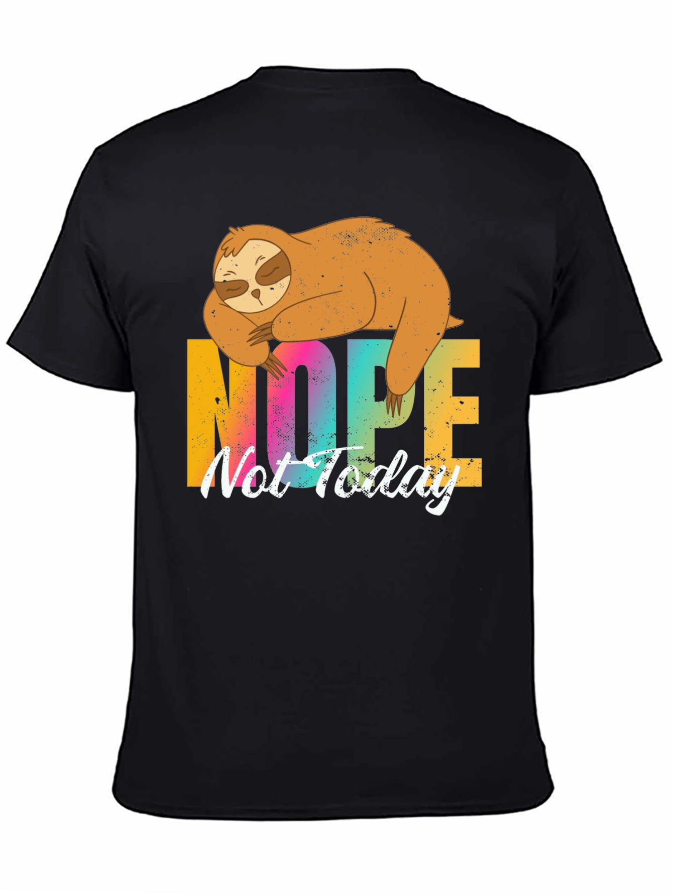Nope Not Today Sloth Graphic Tee - Black