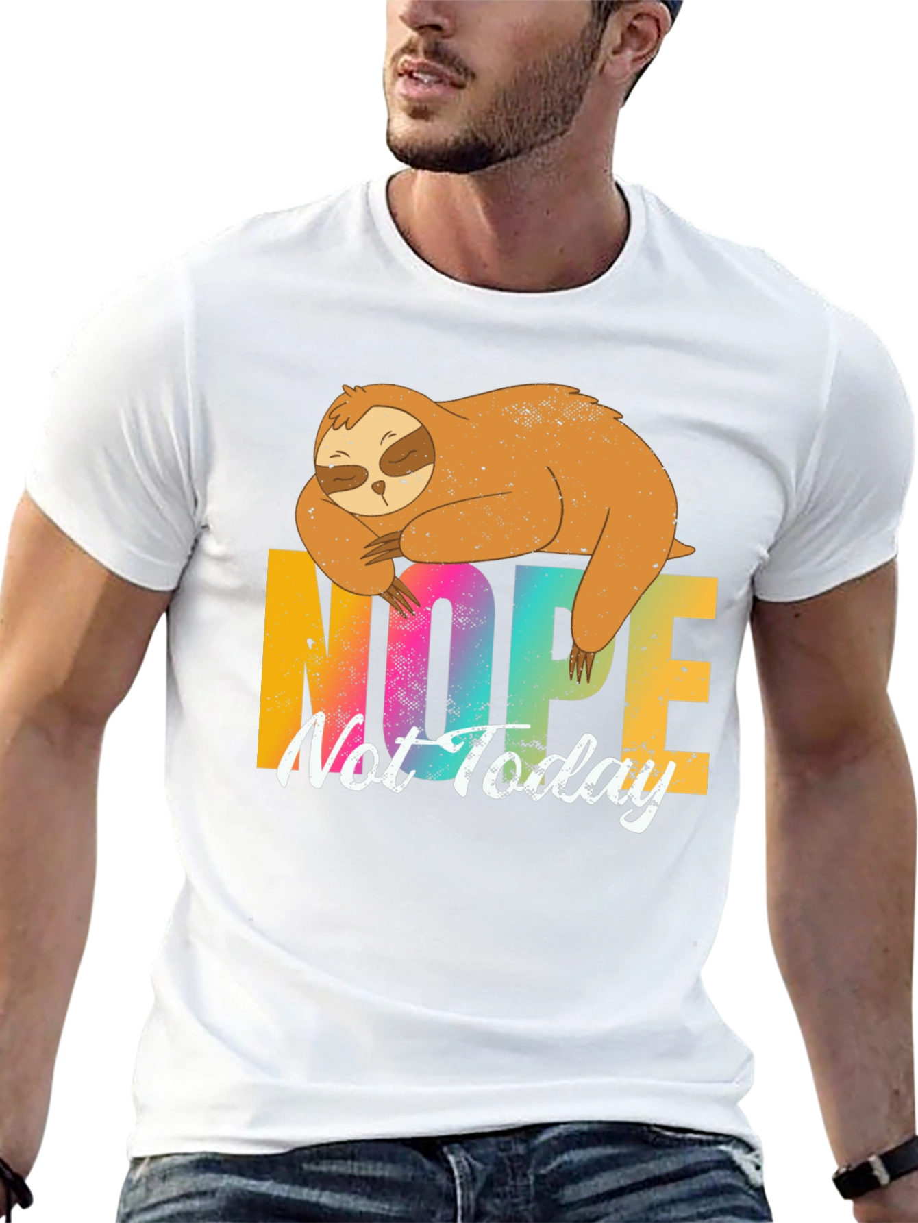 Nope Not Today Sloth Graphic Tee - Black