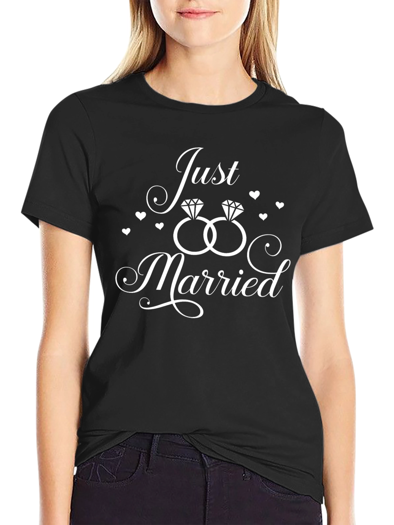 Just Married T-Shirt Wedding Rings Anniversary Gift