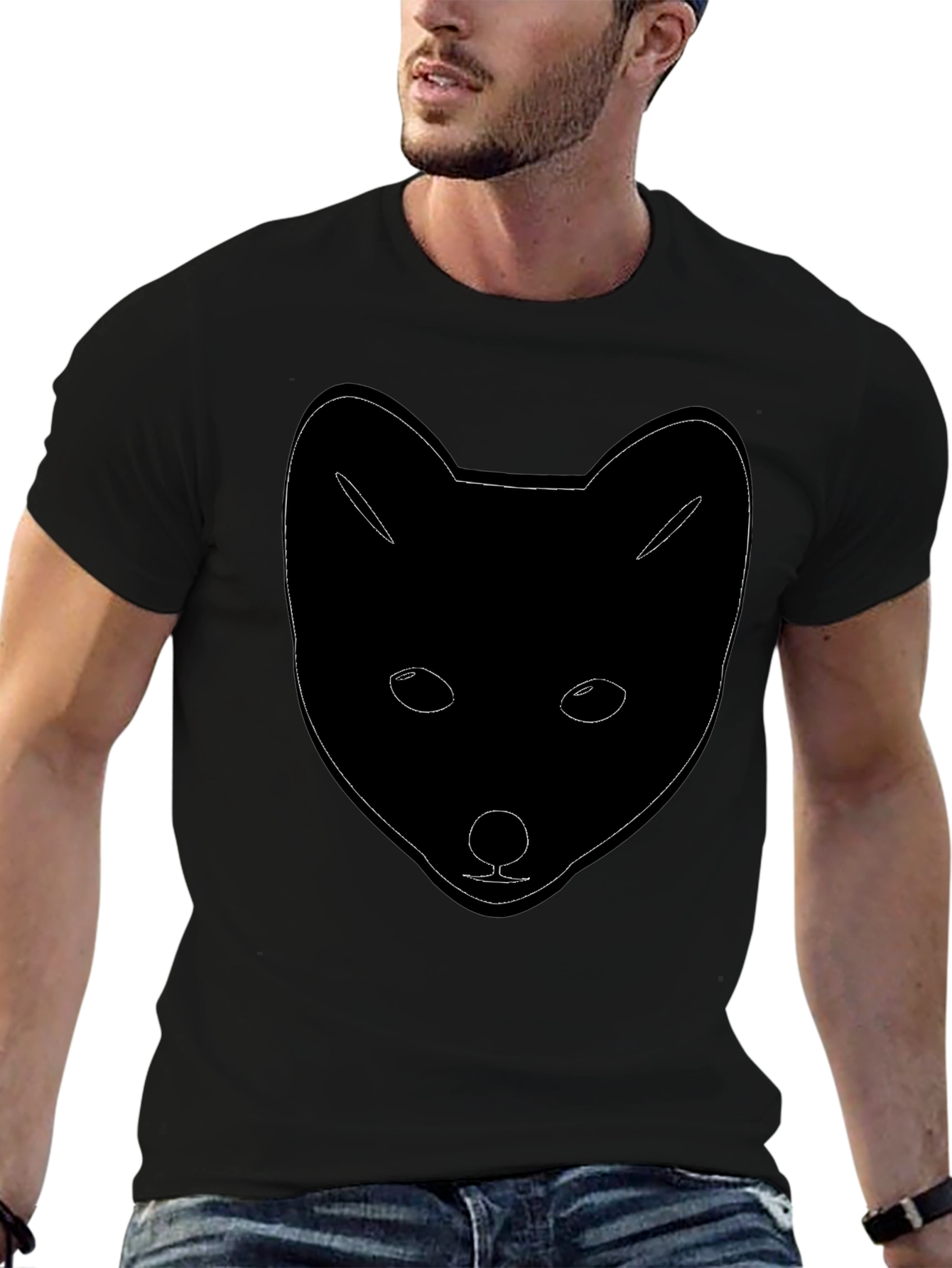 Fox Outline Black Graphic Tee