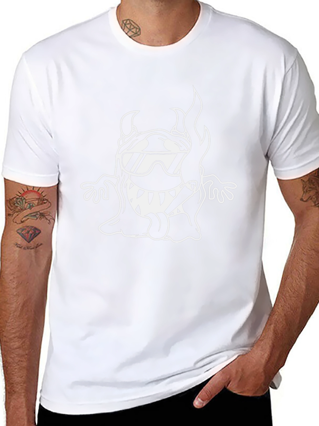 Cool Devil Cartoon Graphic Black T-Shirt