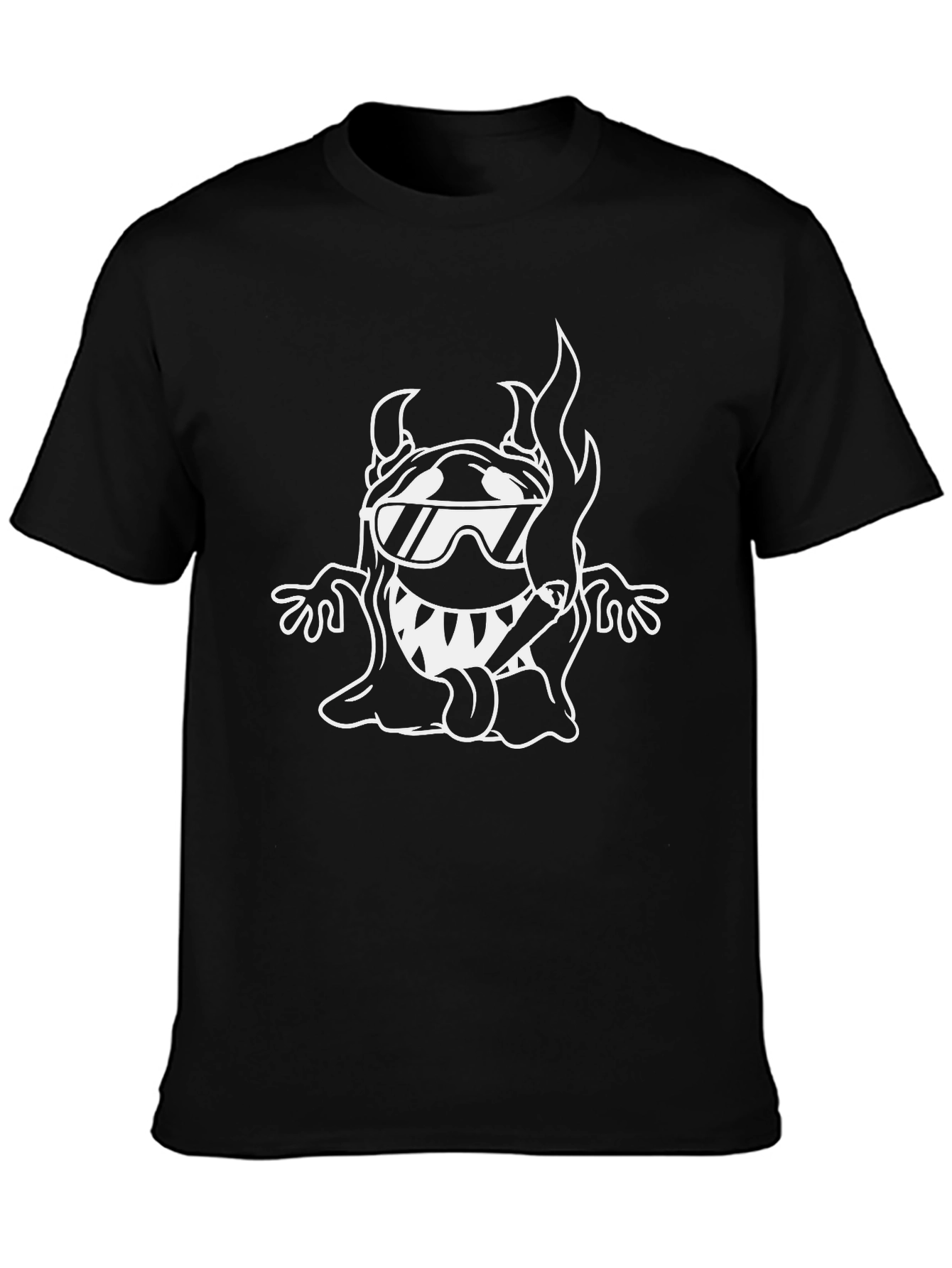 Cool Devil Cartoon Graphic Black T-Shirt