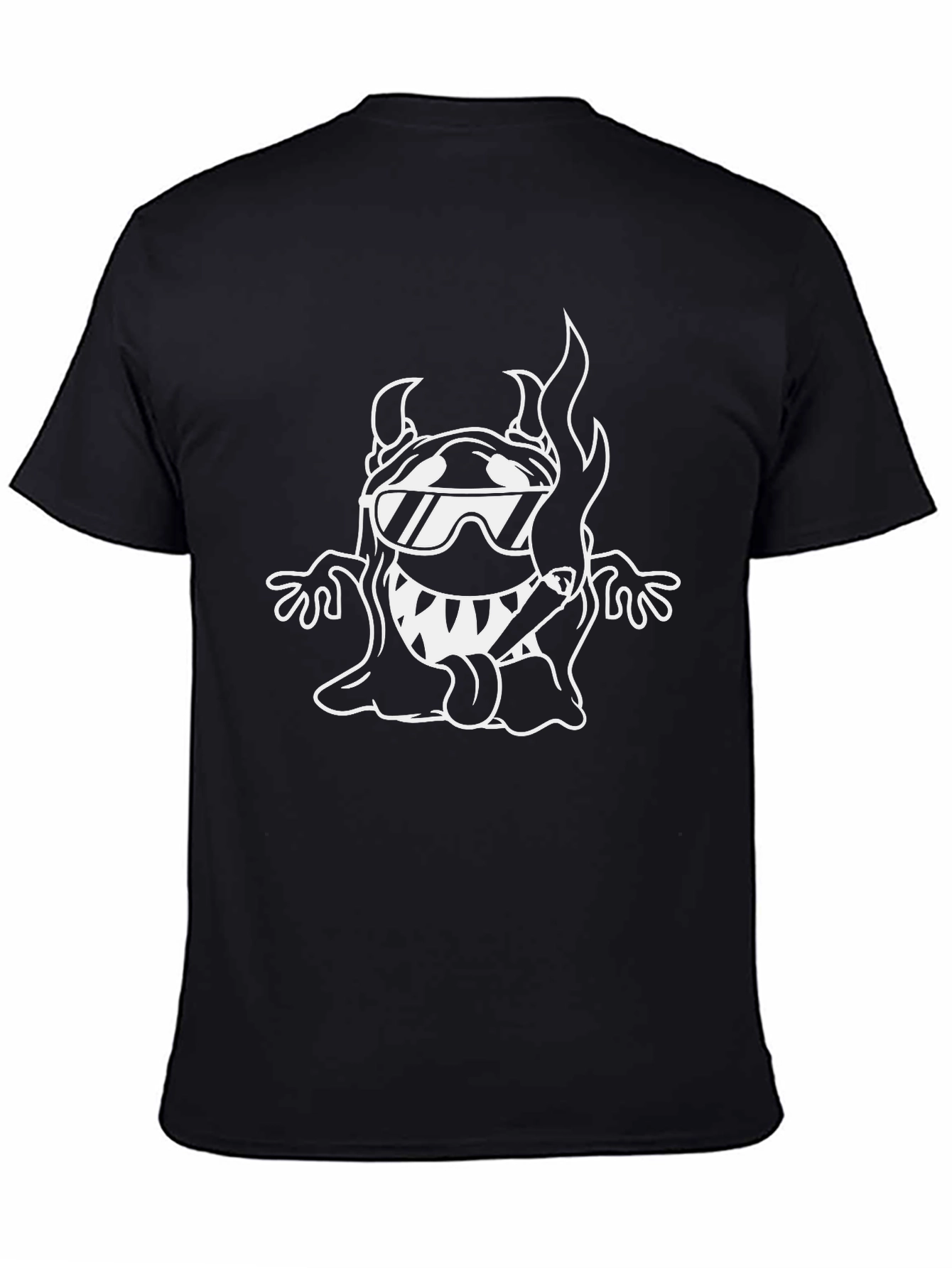 Cool Devil Cartoon Graphic Black T-Shirt