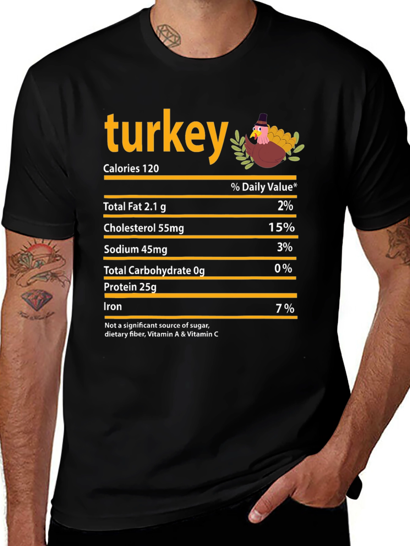 Turkey Nutrition Facts Graphic T-Shirt