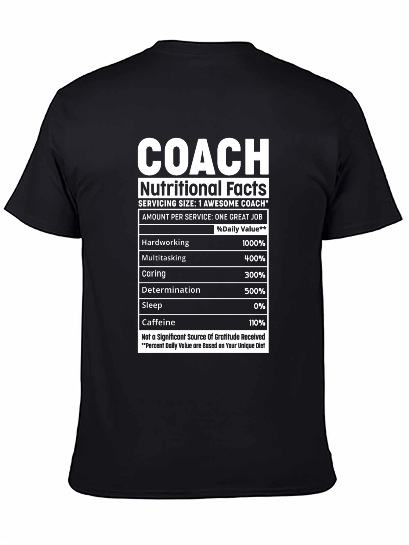 Coach Nutritional Facts Graphic T-Shirt