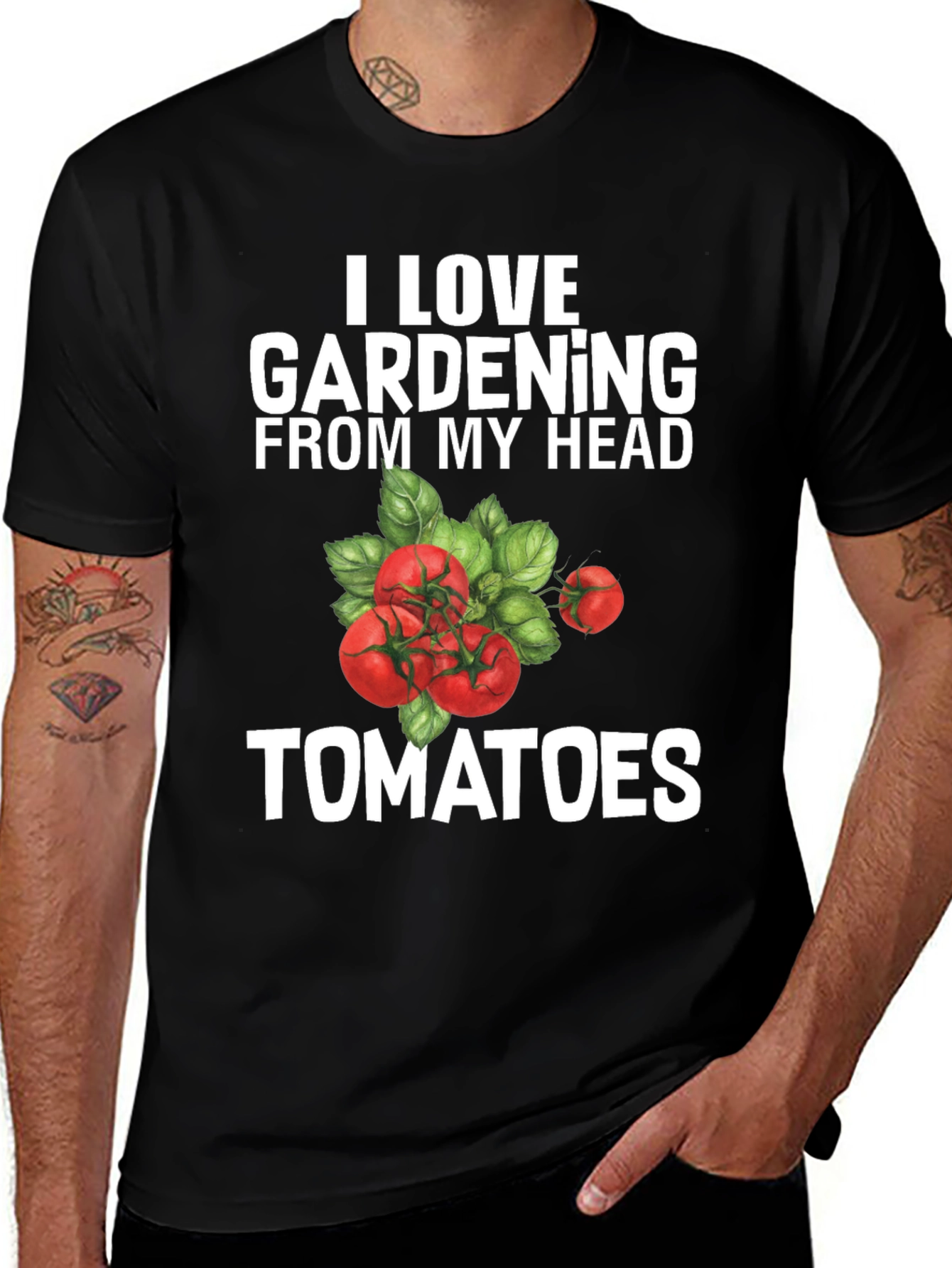 I Love Gardening From My Head Tomatoes Graphic Tee