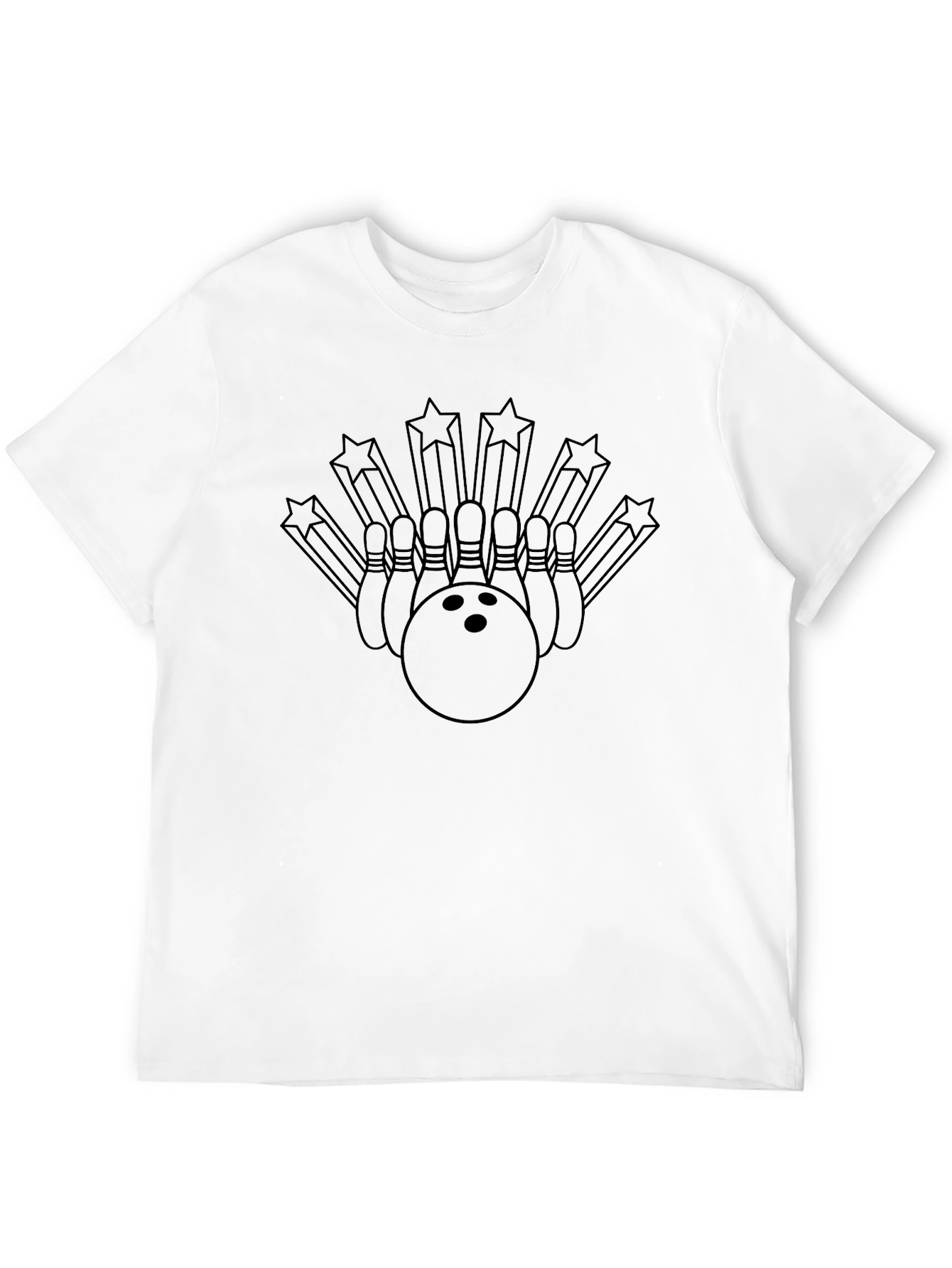 Bowling Strike Star Graphic T-Shirt - Black