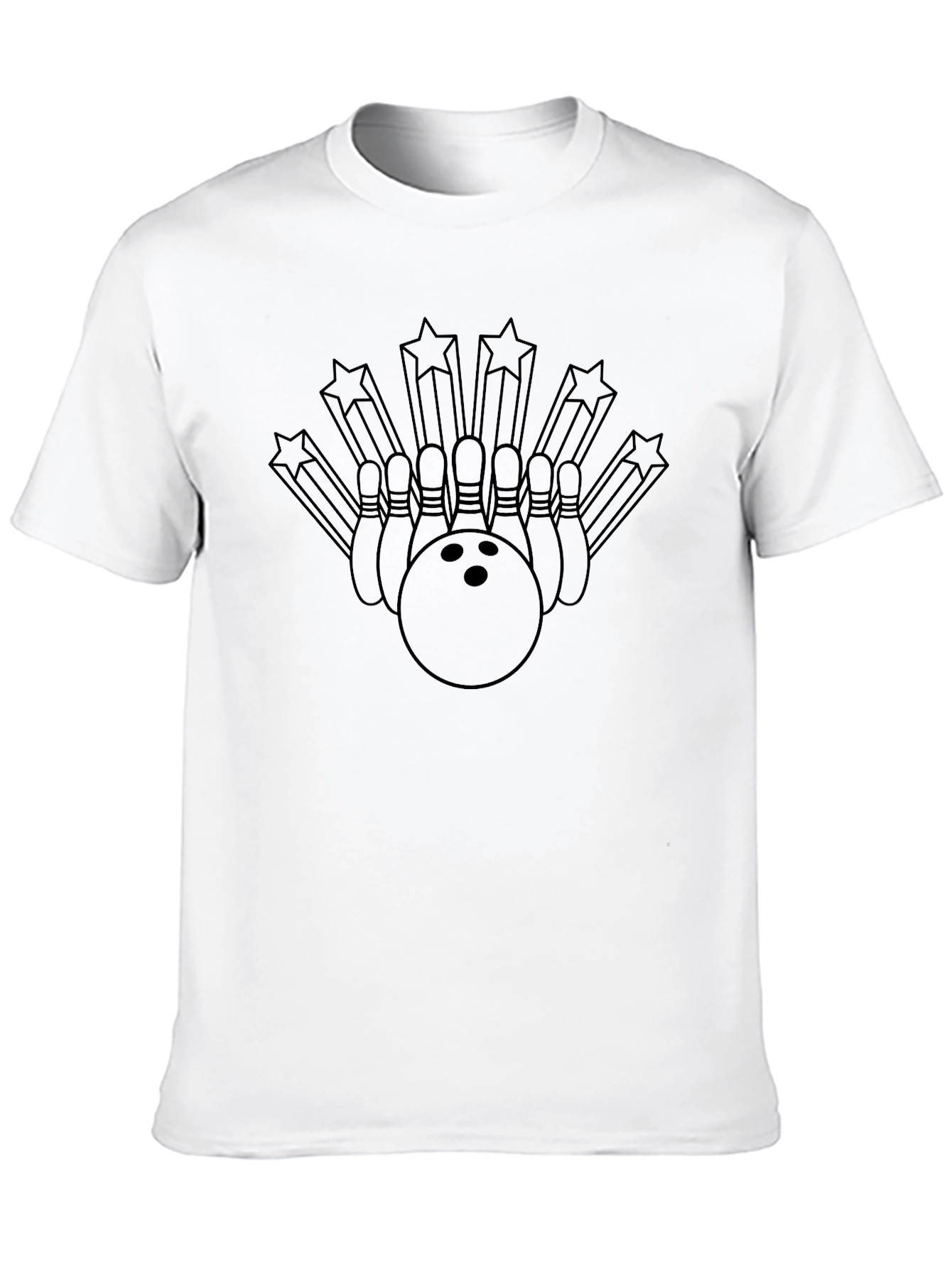 Bowling Strike Star Graphic T-Shirt - Black
