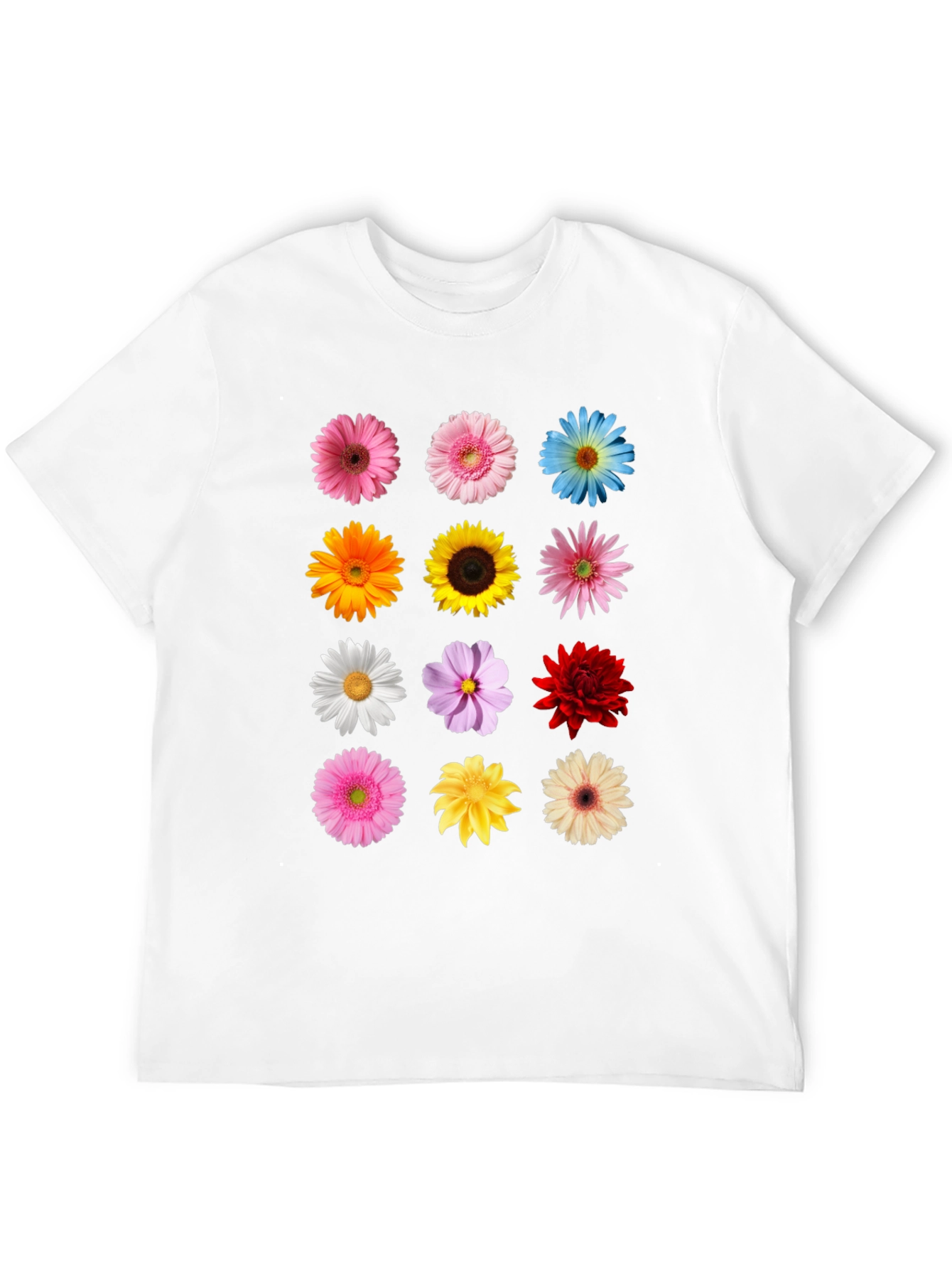 Floral Print T-Shirt - Black Unisex Tee