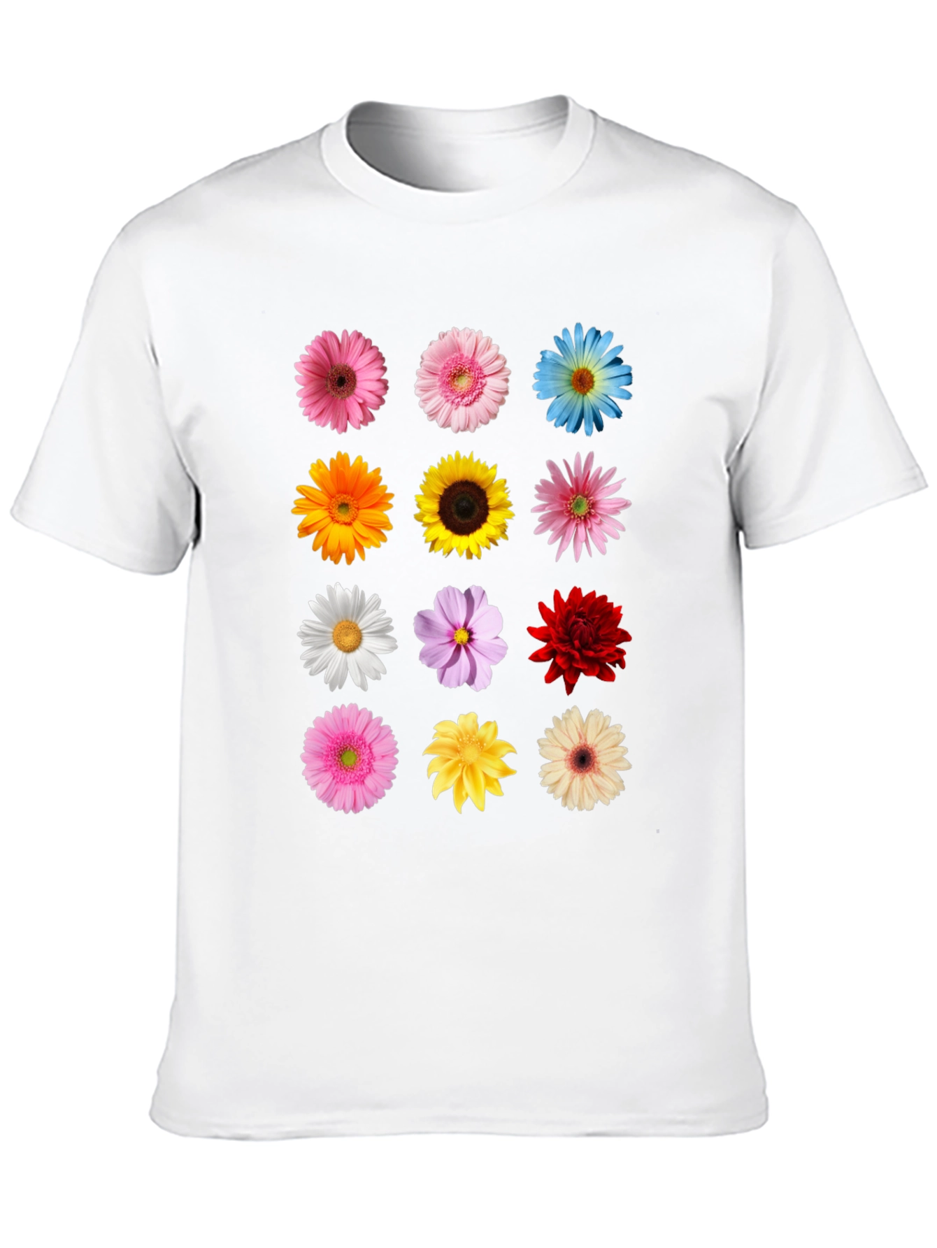 Floral Print T-Shirt - Black Unisex Tee