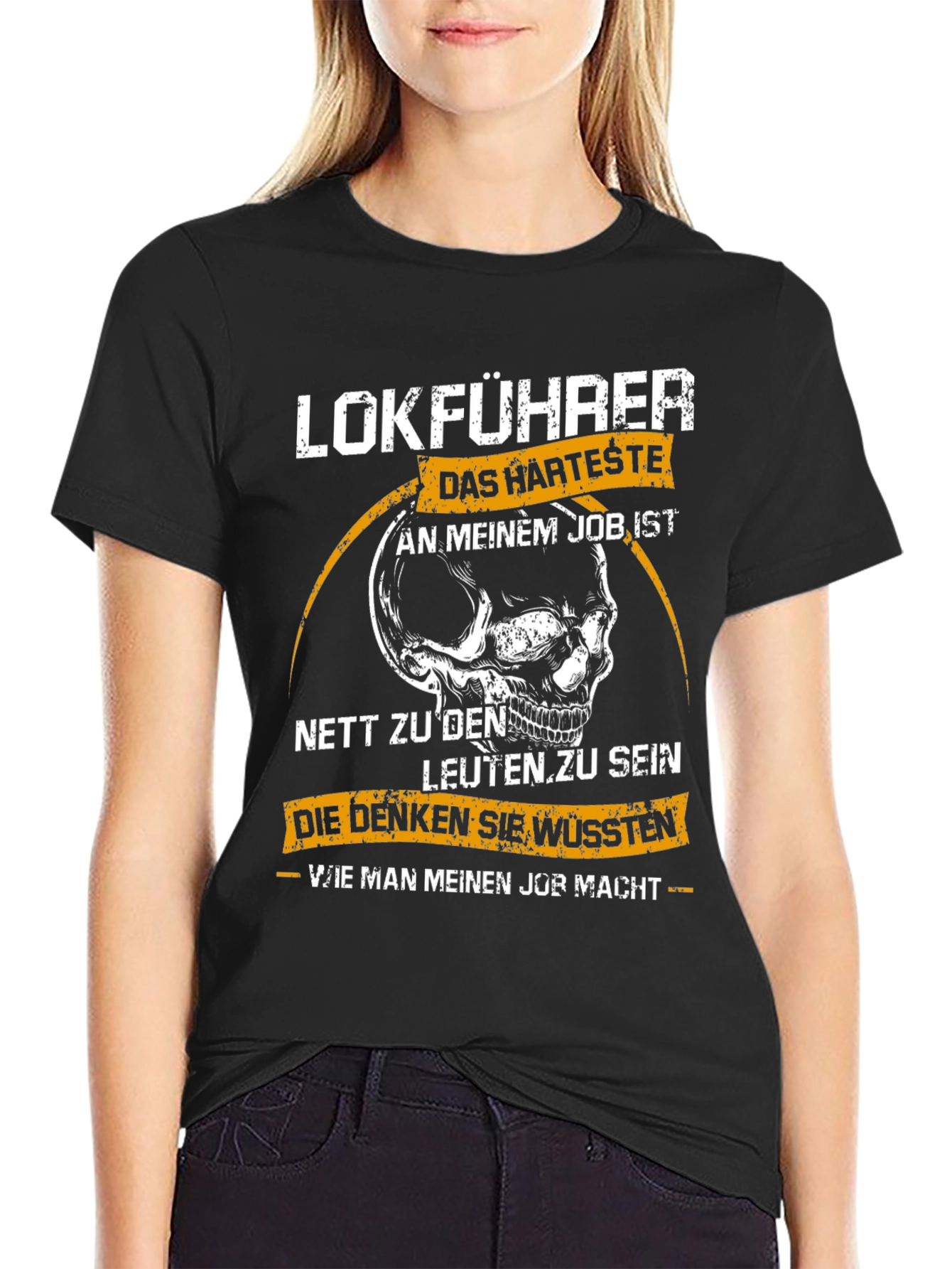 Lokführer Hardest Job T-Shirt - Train Driver Skull Tee
