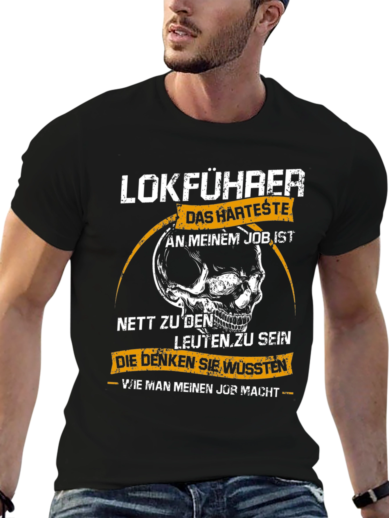 Lokführer Hardest Job T-Shirt - Train Driver Skull Tee