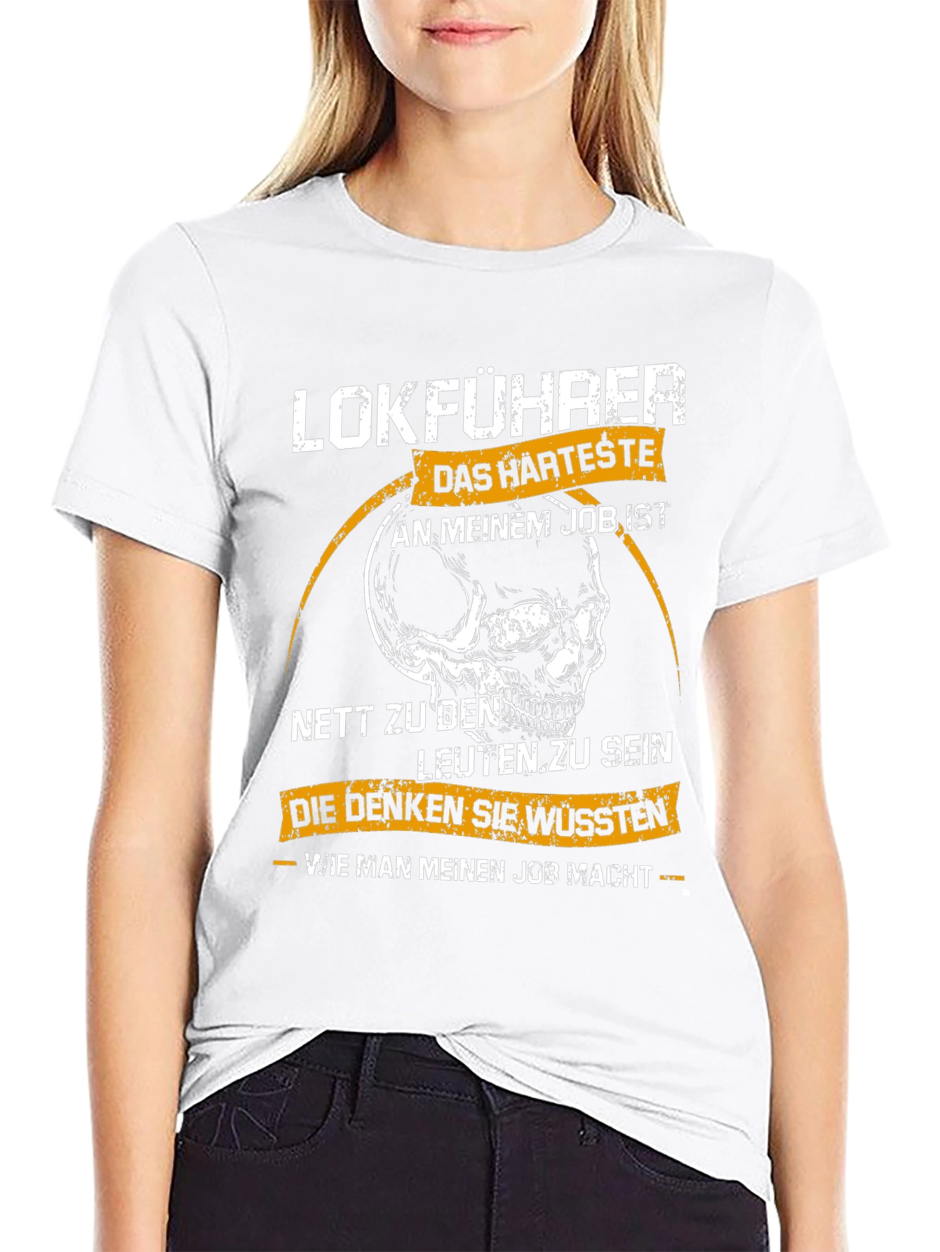 Lokführer Hardest Job T-Shirt - Train Driver Skull Tee