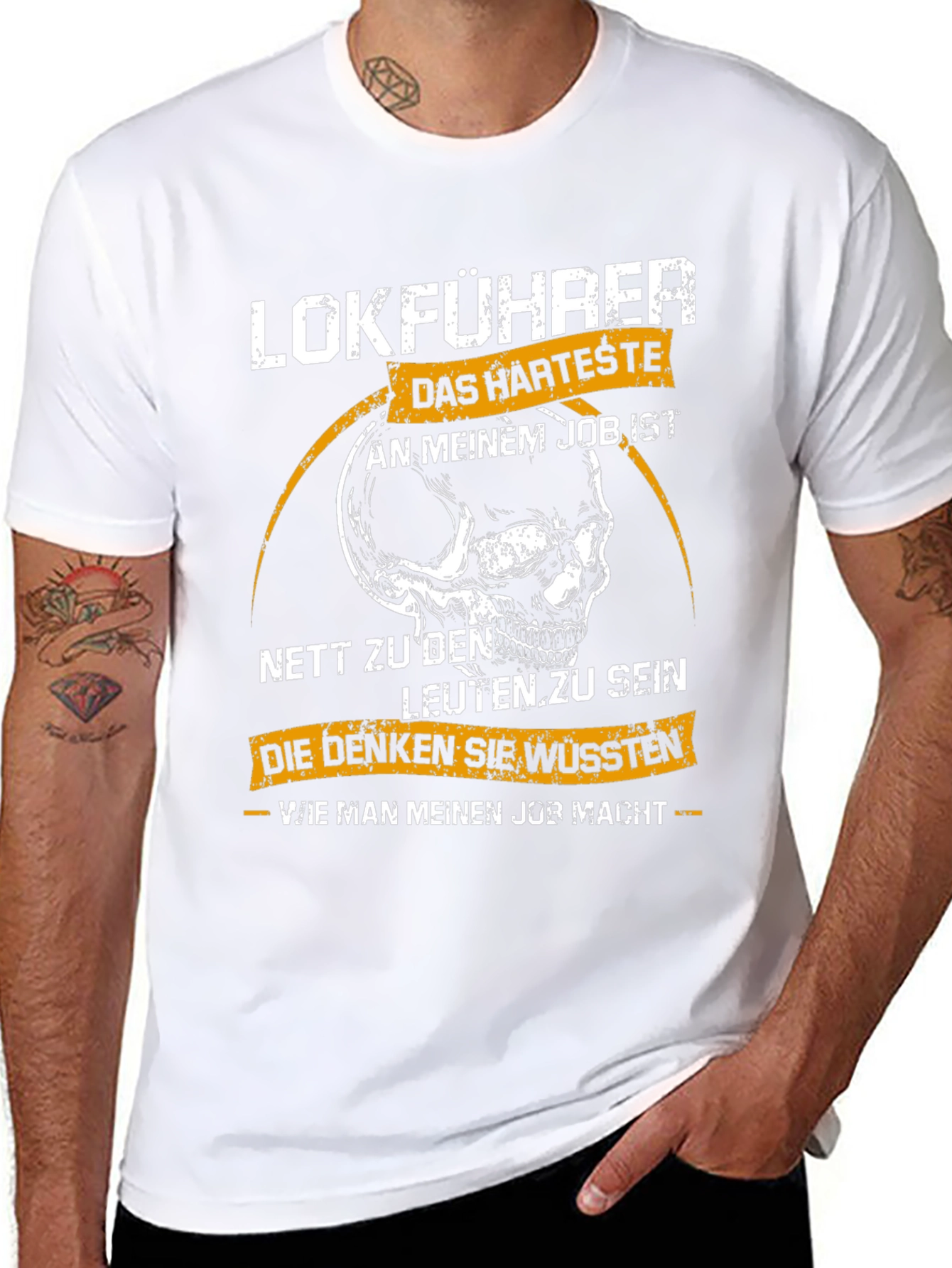 Lokführer Hardest Job T-Shirt - Train Driver Skull Tee