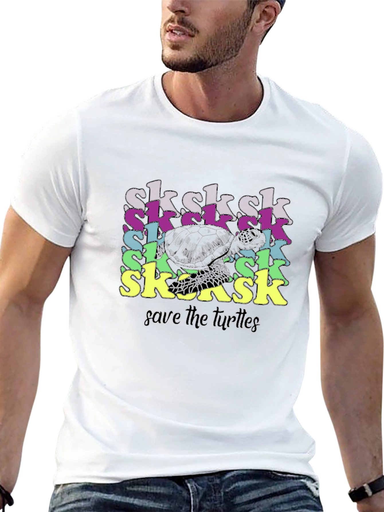 Save the Turtles! SkSkSk Black Graphic Tee